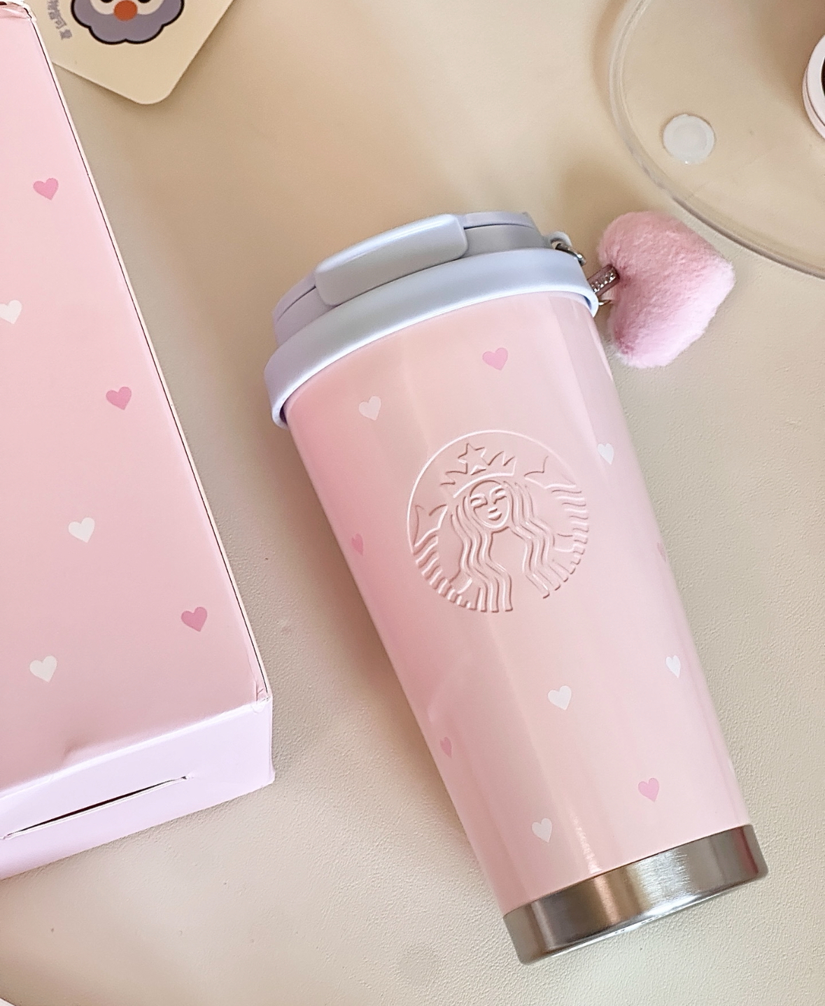 星巴克 Starbucks 星動告白系列 不銹鋼杯 保溫杯 淡粉色 淡藍色 愛心吊飾/預購