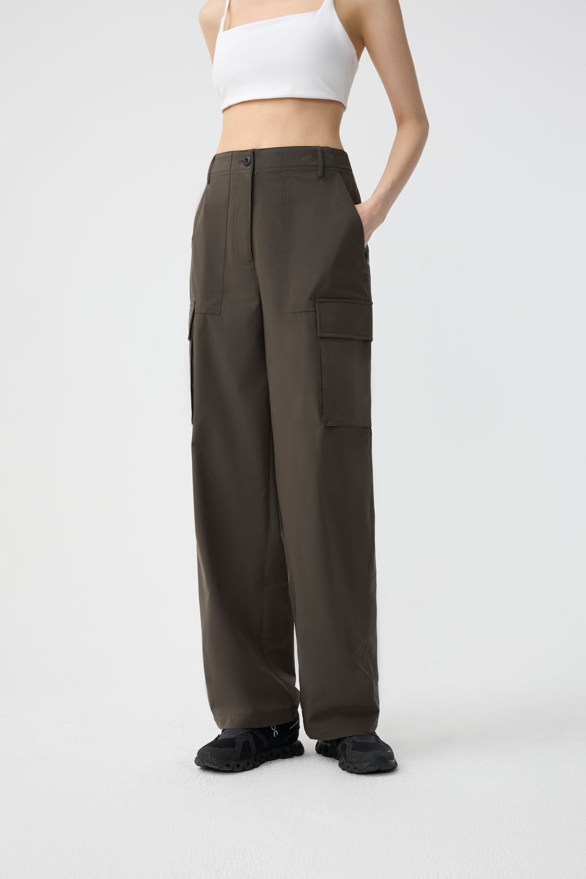 Civishell 防潑水機能工裝長褲 女（墨綠）