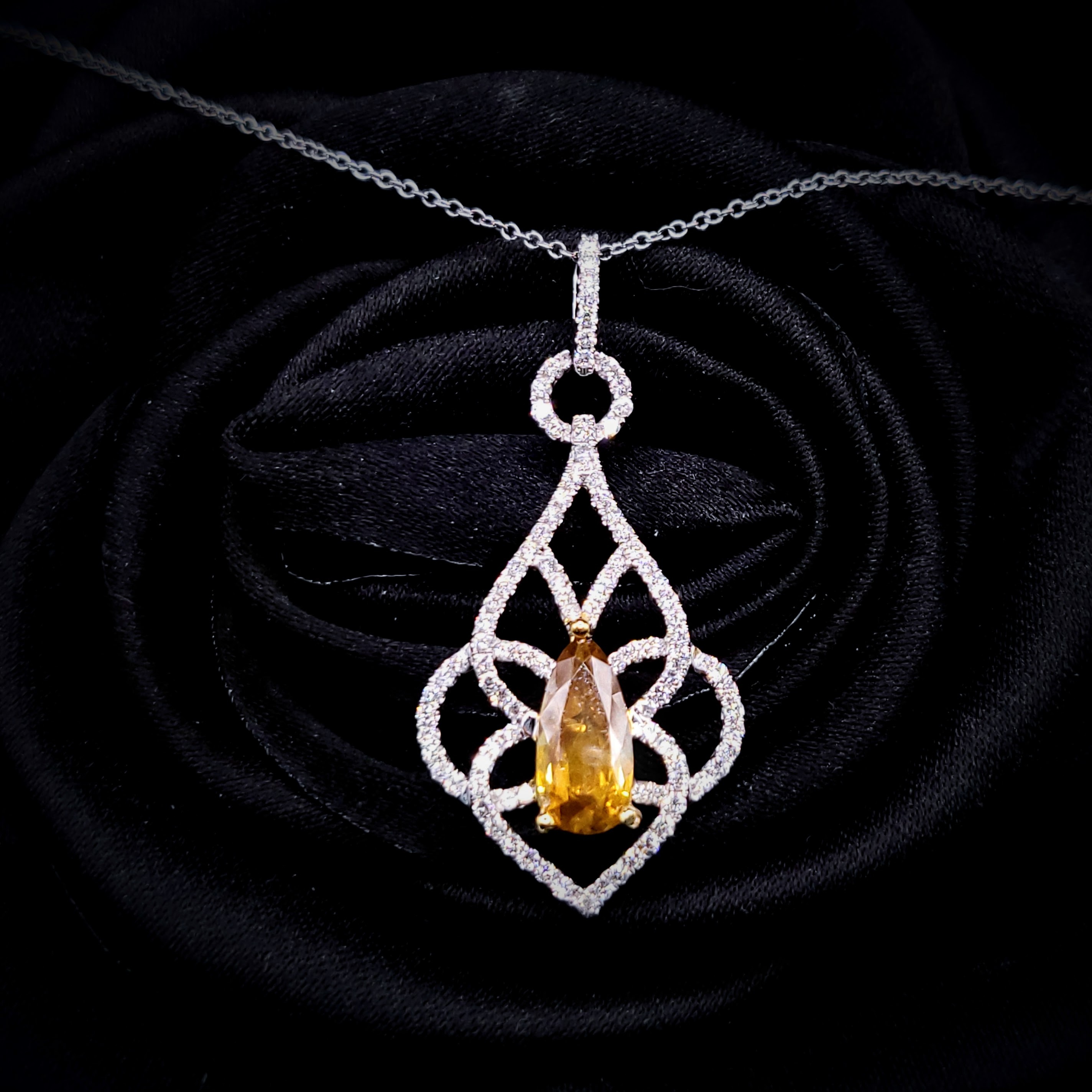 18K Gold 1.42ct Fancy Orange Diamond Pendant