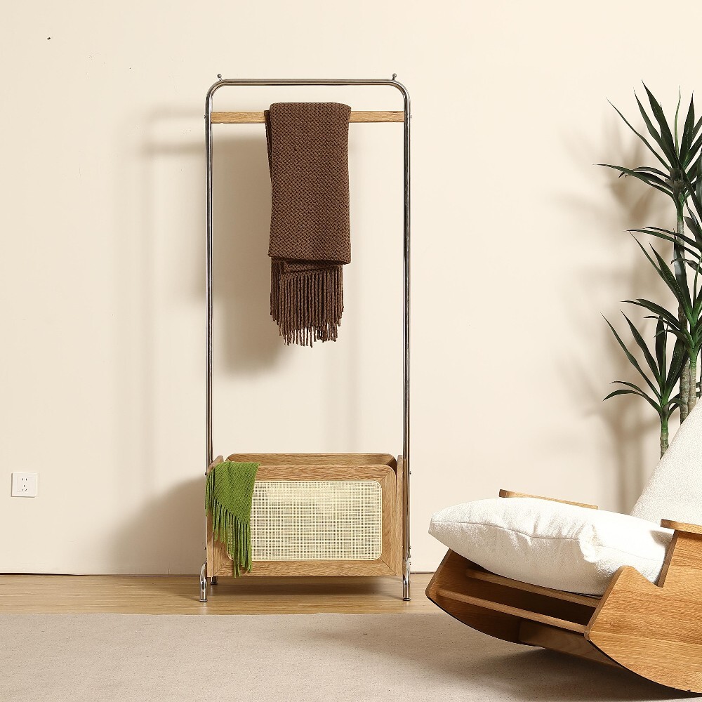 〖特惠款〗實木藤編衣帽架 FP-0020