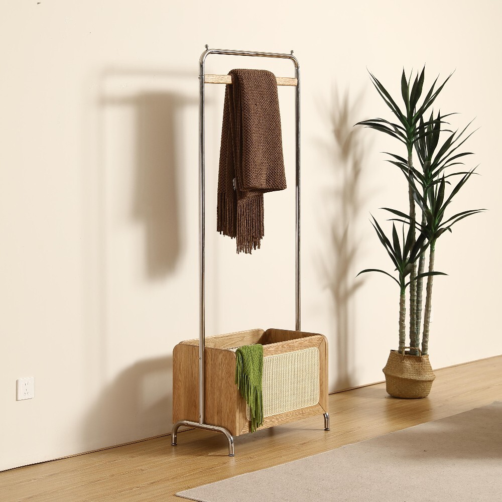 〖特惠款〗實木藤編衣帽架 FP-0020