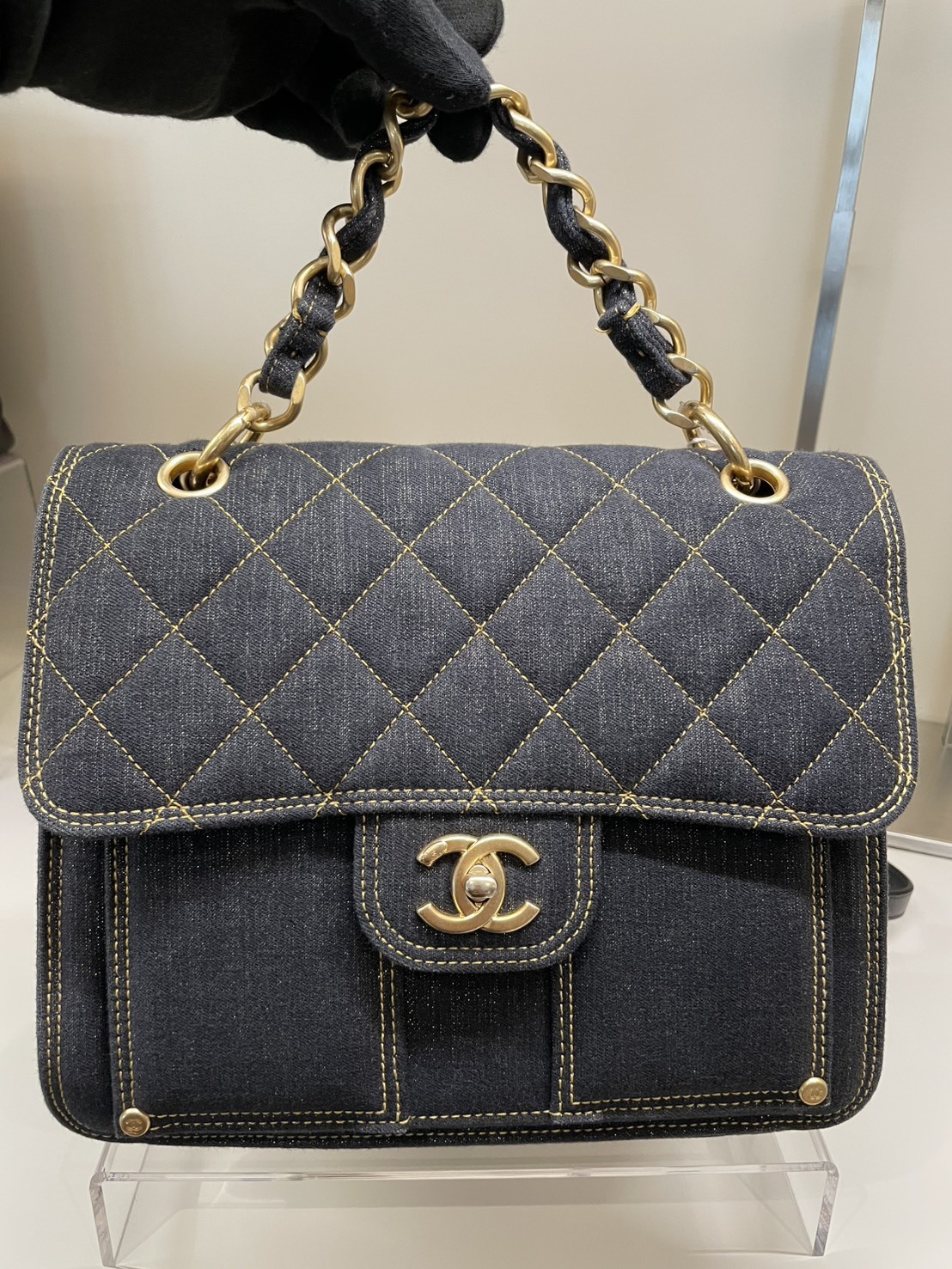 AH100 Chanel 深牛仔雙肩包