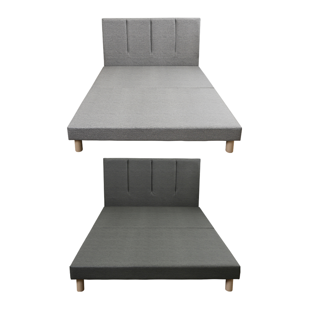 瑪朵3.5尺單人耐磨貓抓布紋皮革床架/床組(單邊附插座床頭片+床底-兩色可選)