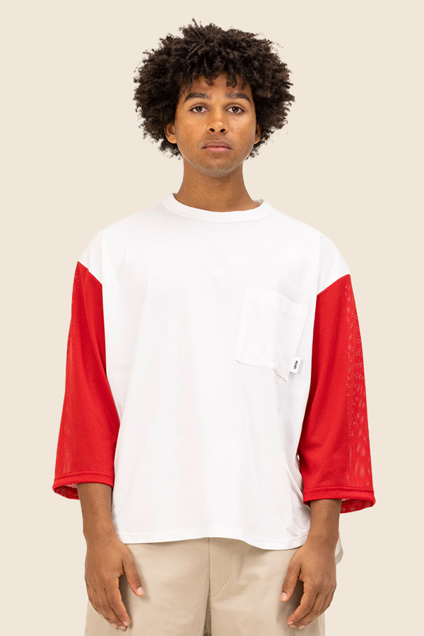 UNFRM - AEROKNOT 七分袖口袋T恤（紅白）