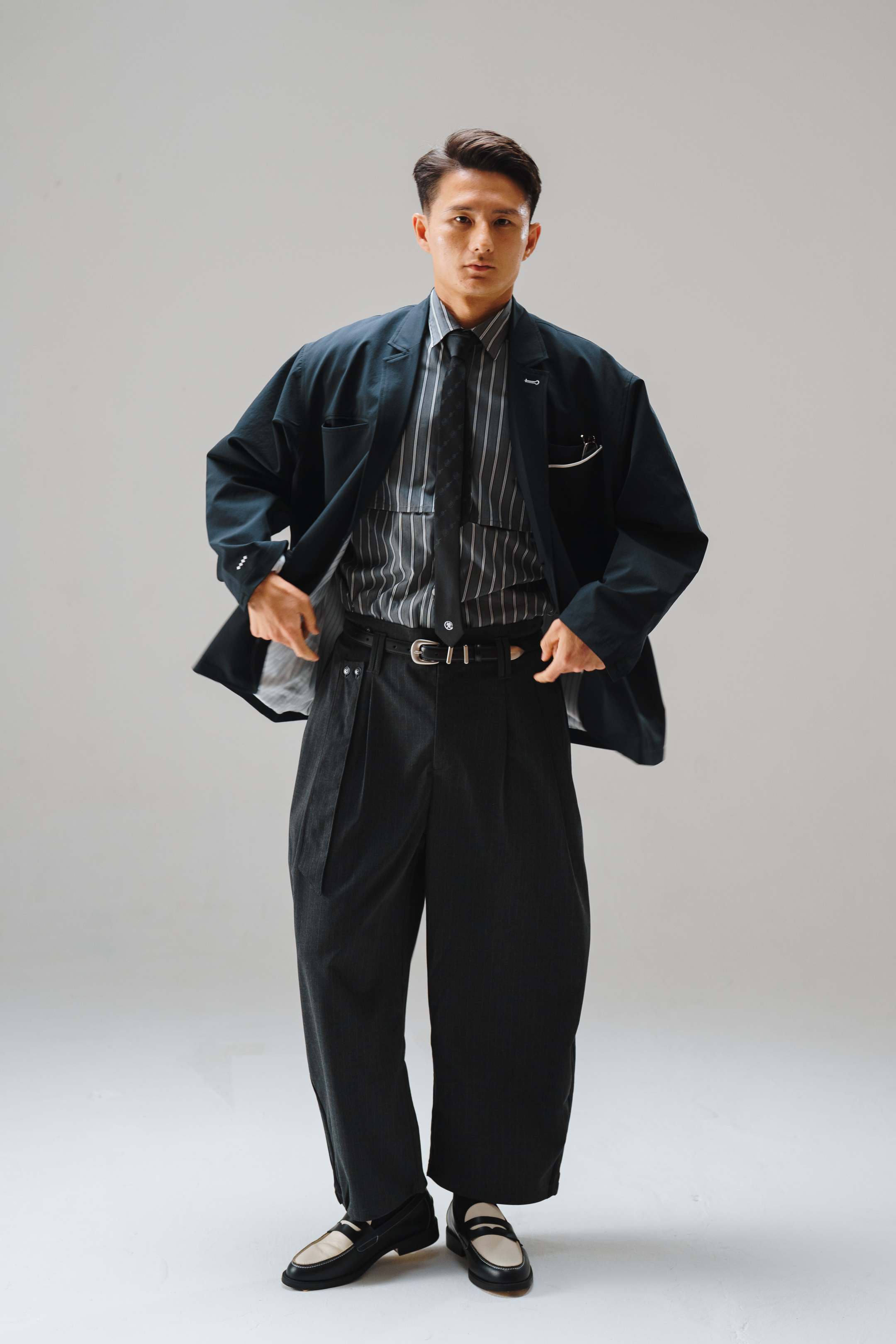 FUMBLE 闊腳西裝長褲｜碳灰色