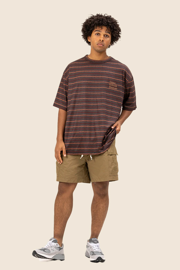 UNFRM - 2WAY AFRICAN 條紋短TEE（咖啡棕）
