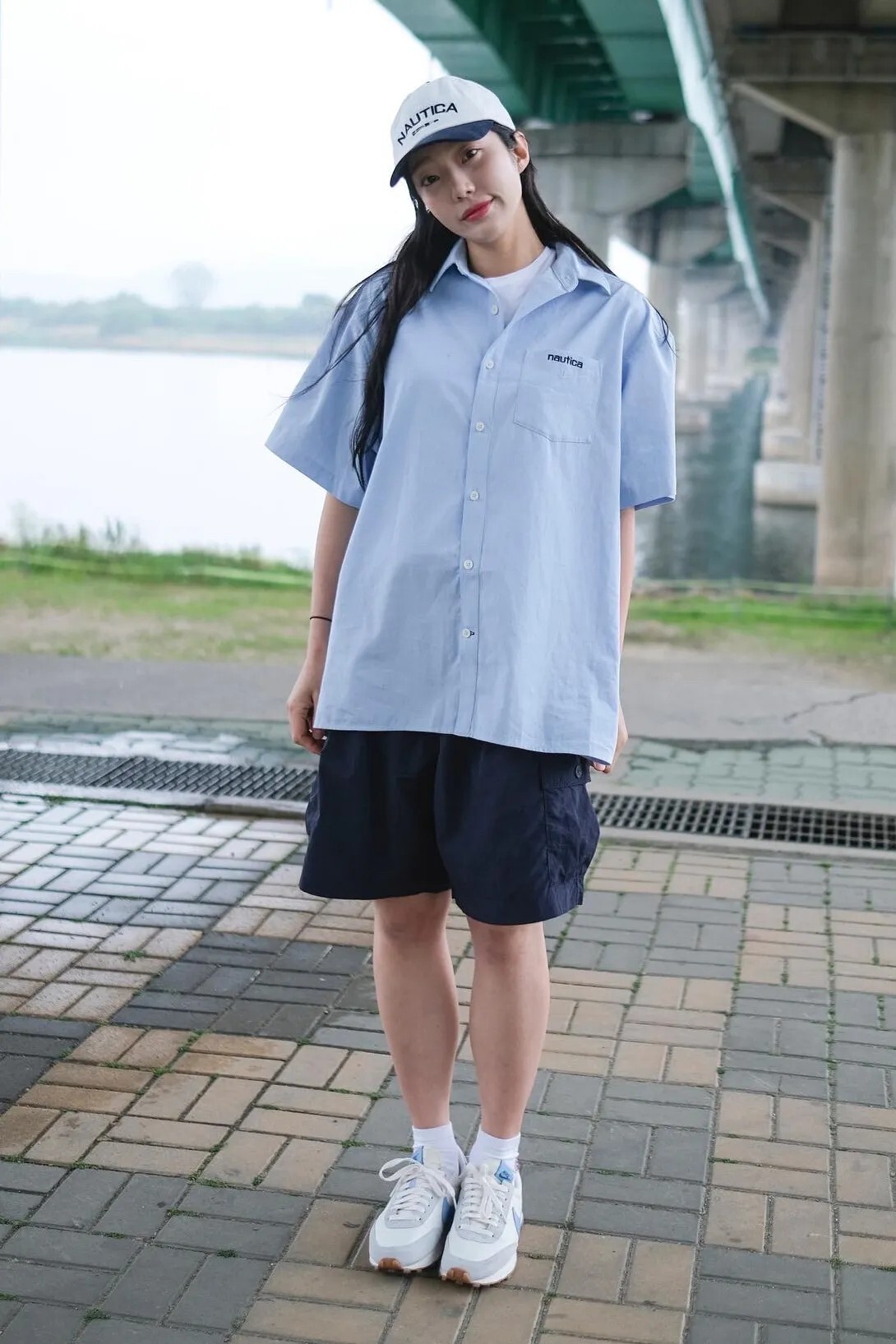 【OWN】Nautica 短袖襯衫 夏季 寬鬆 Oversize 休閒 襯衫 不分男女 藍色