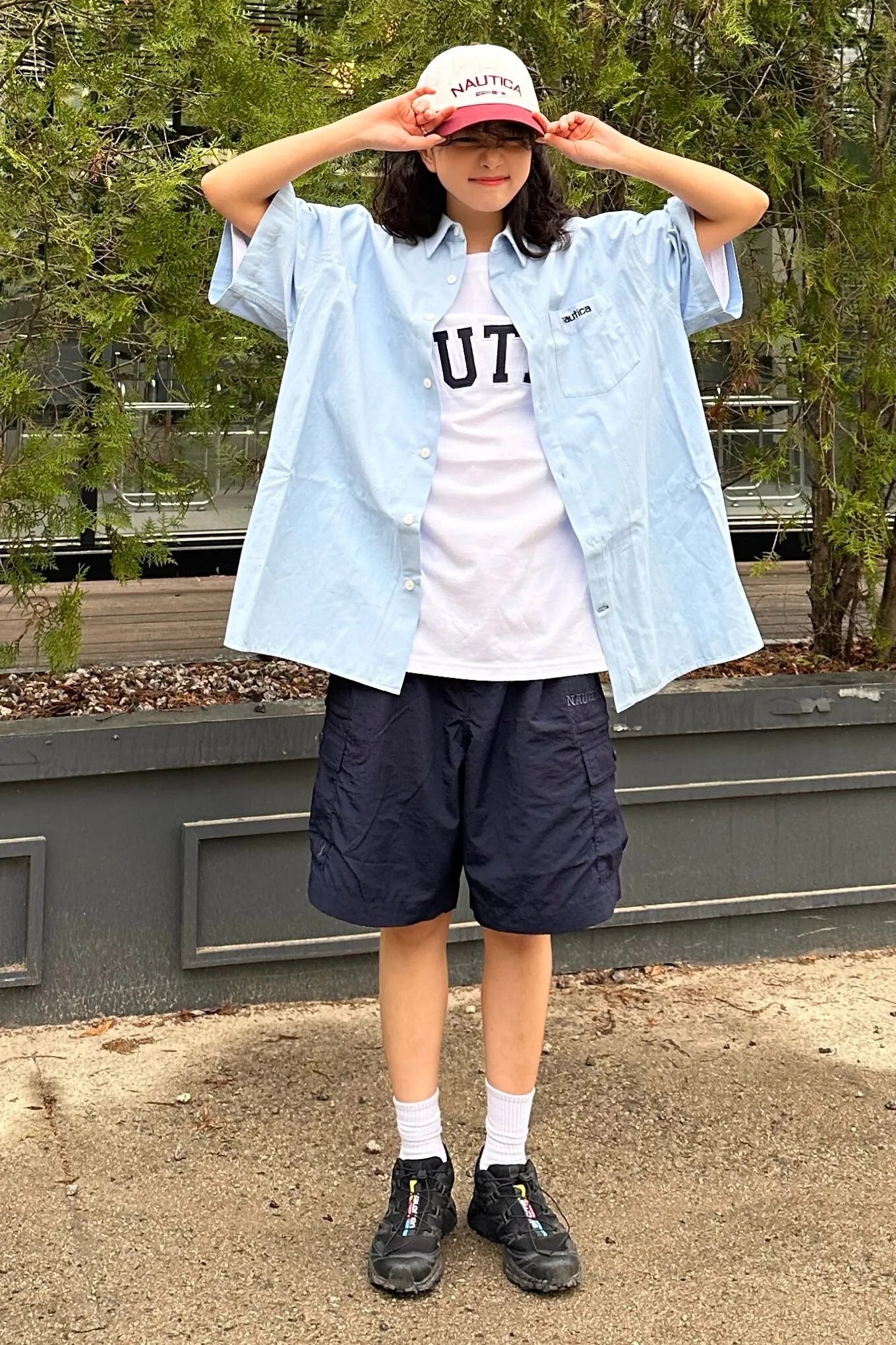 【OWN】Nautica 短袖襯衫 夏季 寬鬆 Oversize 休閒 襯衫 不分男女 藍色