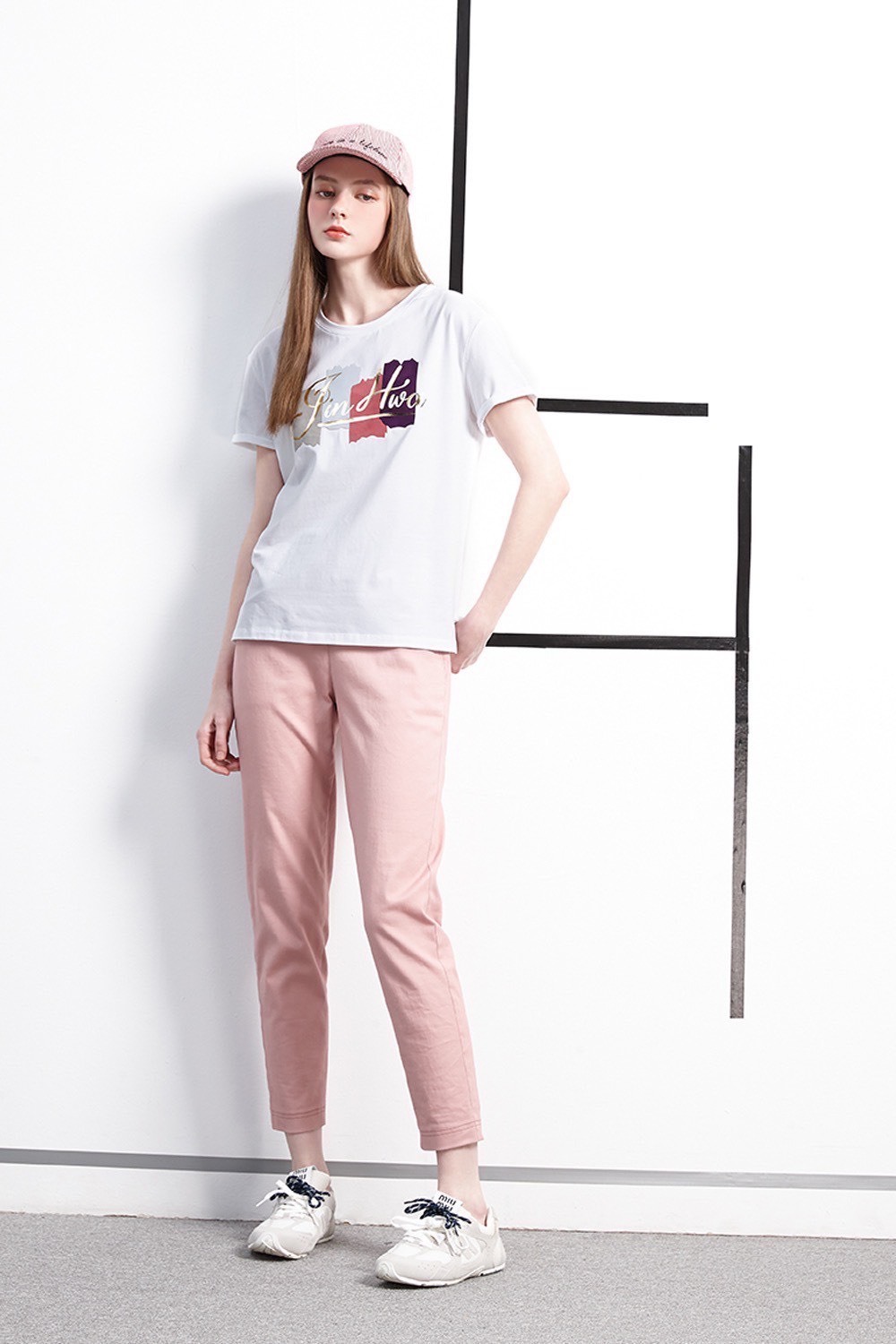 學院風純色百搭斜紋棉修身顯瘦休閒長褲W6161