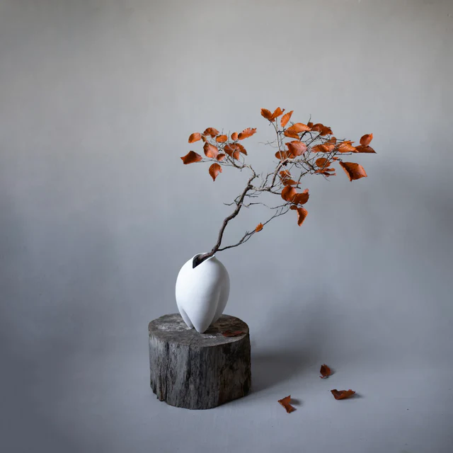 101CPH 相撲花瓶/細長小 骨白色