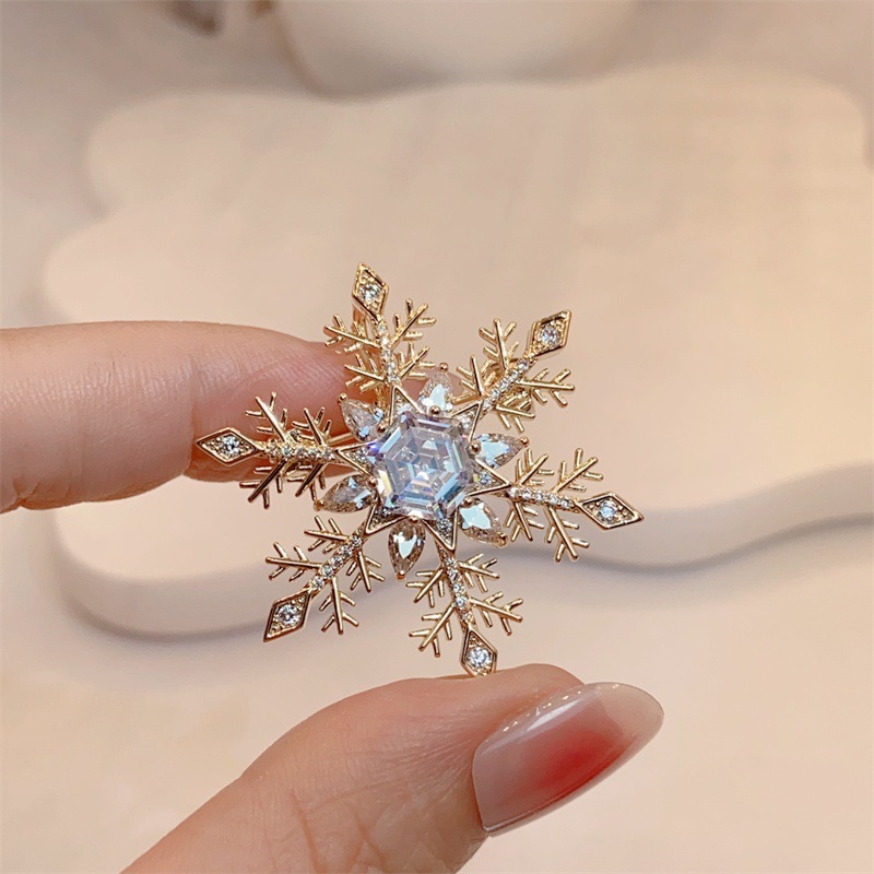 碎鑽雙層雪花胸針