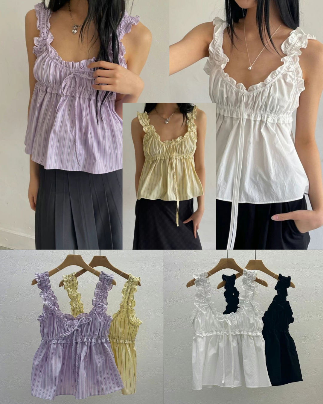 預 購 產 品 丨韓國女裝 - 歐美風蝴蝶結短款吊帶背心  Made In Korea ##4（ 預計兩星期後發貨 ）