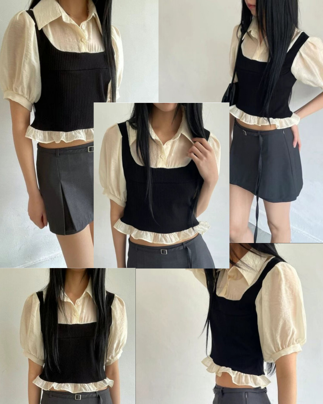 預 購 產 品 丨韓國女裝 - 氣質知性撞色兩件套裝  Made In Korea ##6（ 預計兩星期後發貨 ）