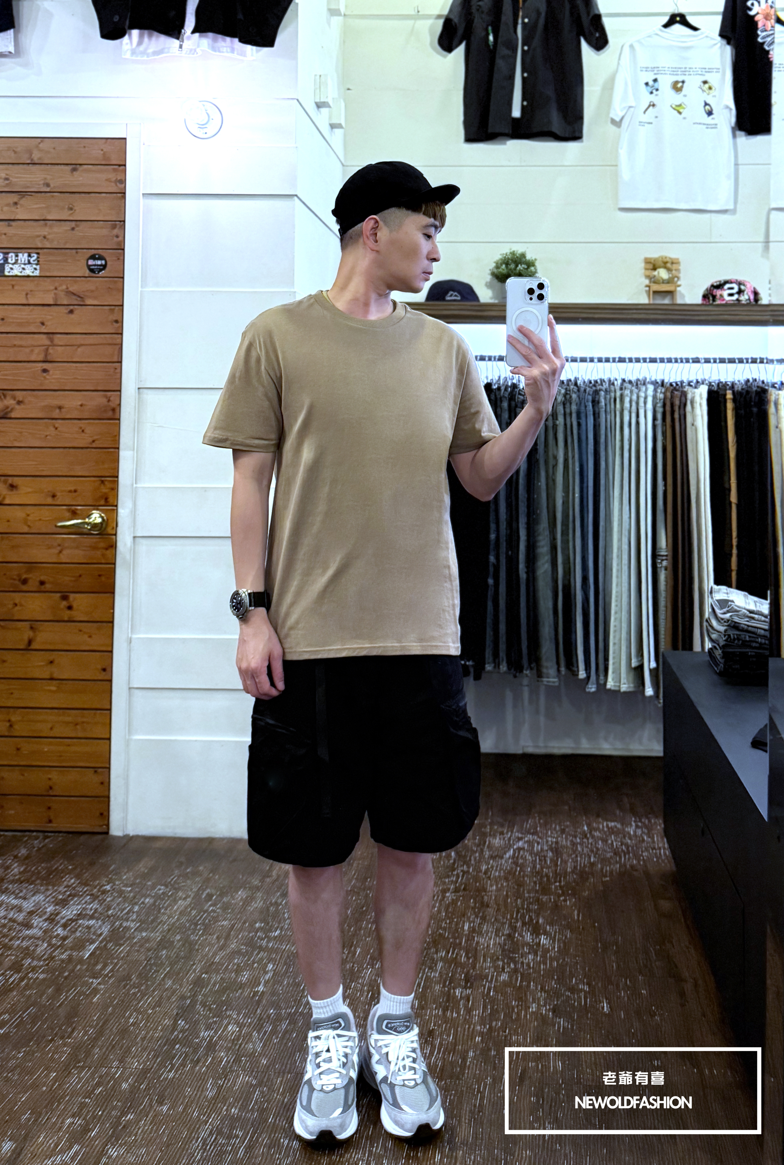 『熱銷到貨』重磅UPF50+超高防護係數素色短Ｔ恤-駝色