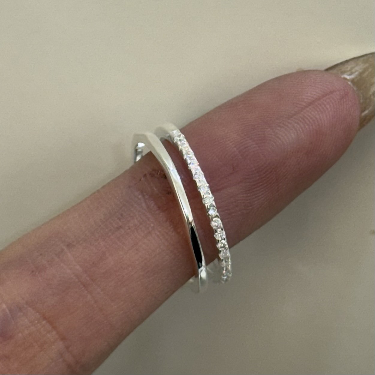 C248排鑽雙層純銀調整戒