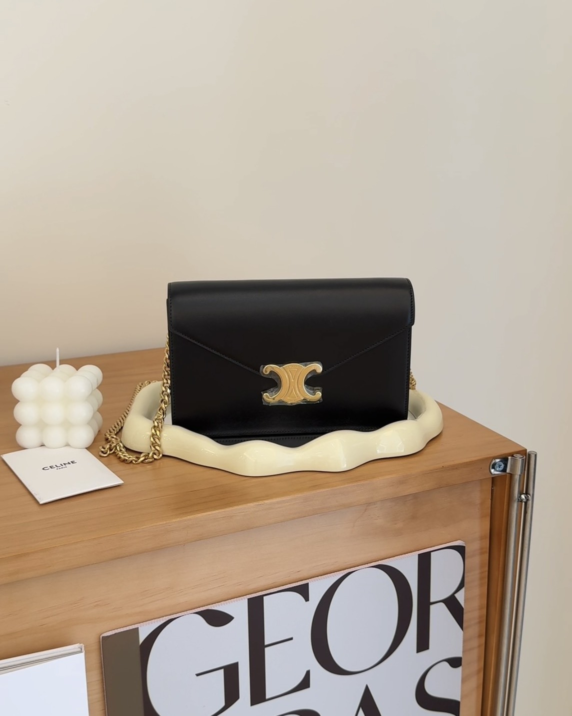 CELINE｜凱旋門信封包 WOC 黑金