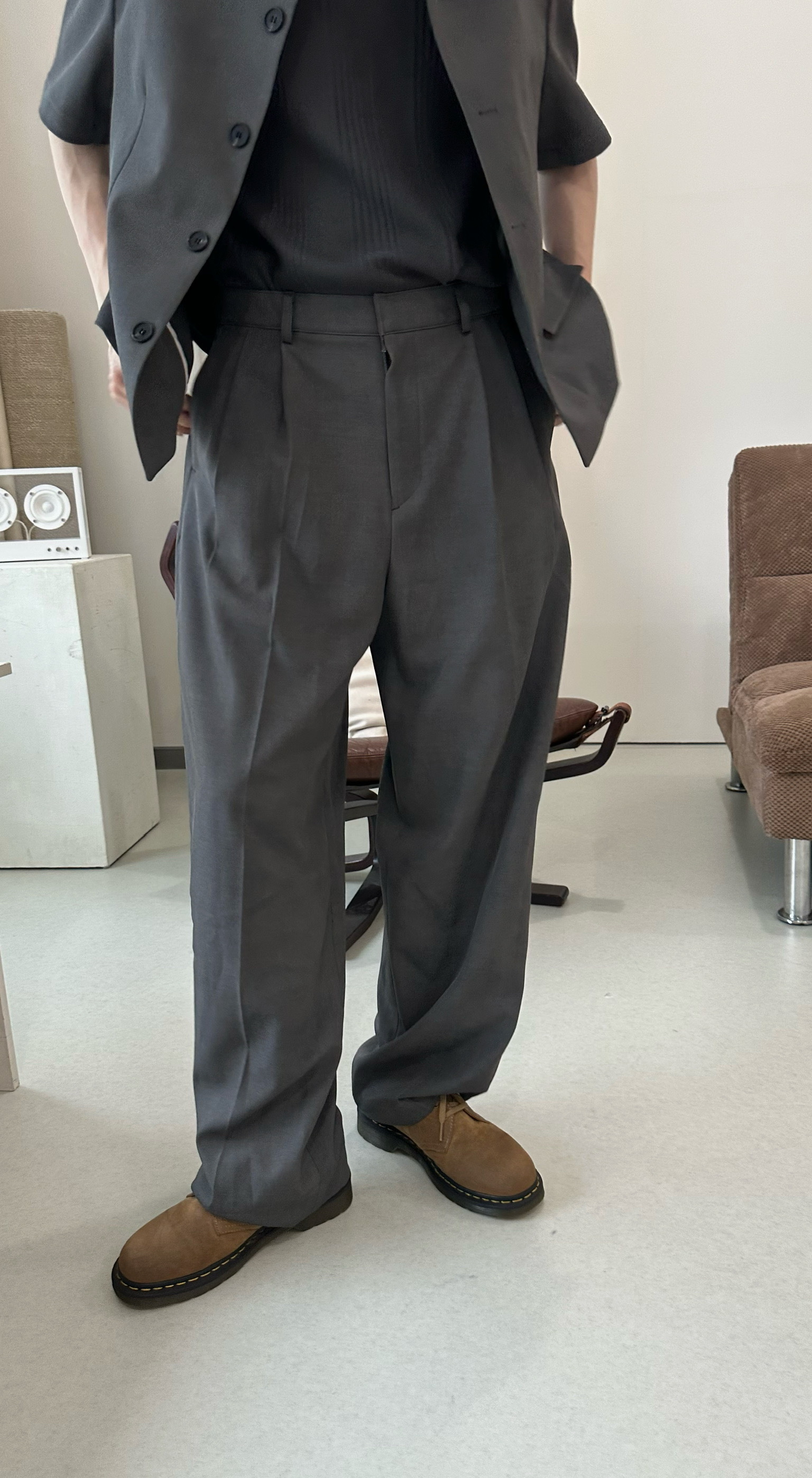 後鬆緊微暈染西裝褲