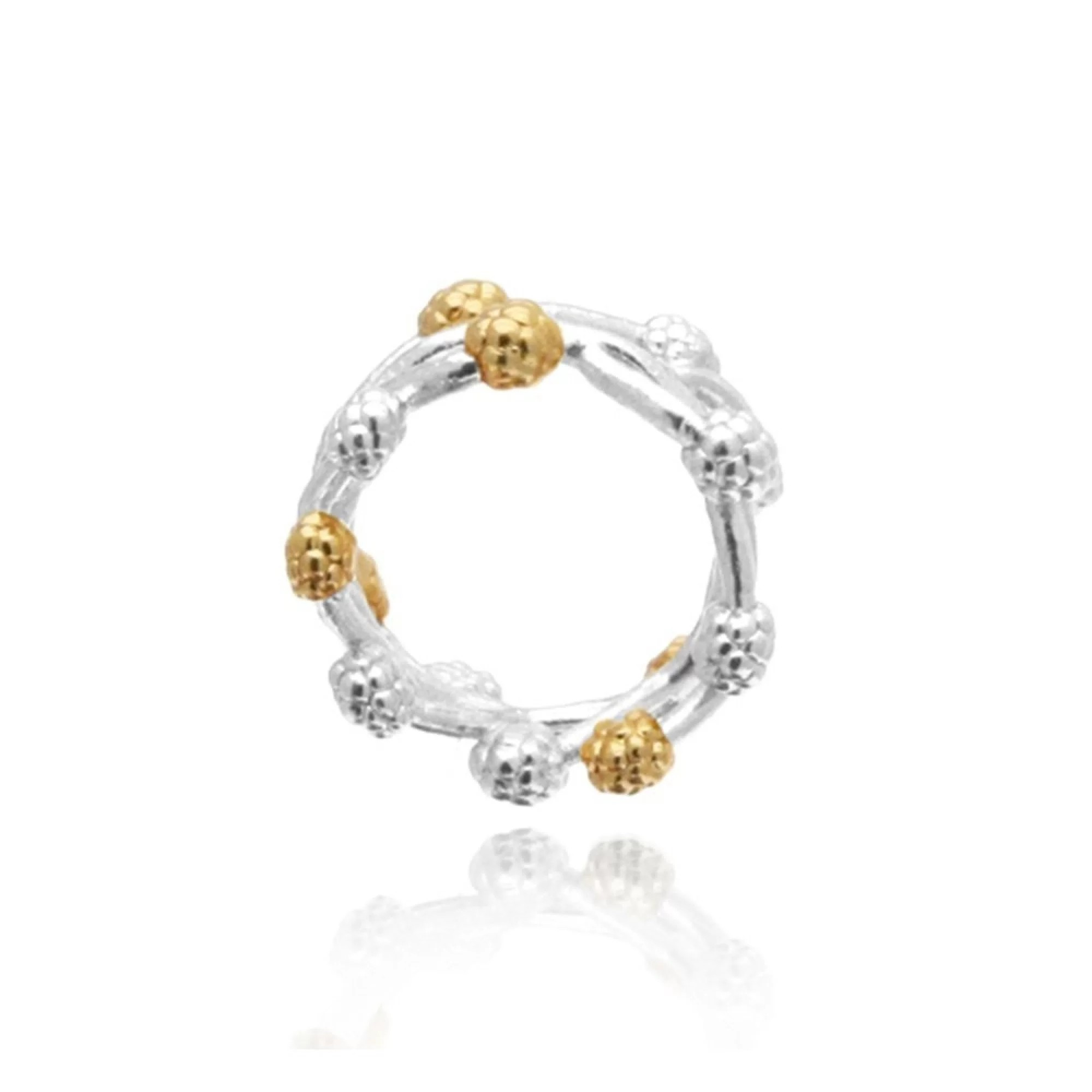 1TA0524-028 THALLO Mimosa Ring Statement with Wide Base 24K Gold and Sterling Silver #s371a (A-LX-E)