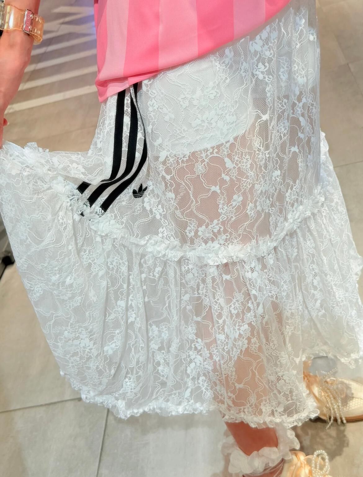 【ADIDAS ORIGINALS】★3STRIPES LACE SKIRT★正規品★ adidas Originals Lace Skirt - Black | Free Shipping with