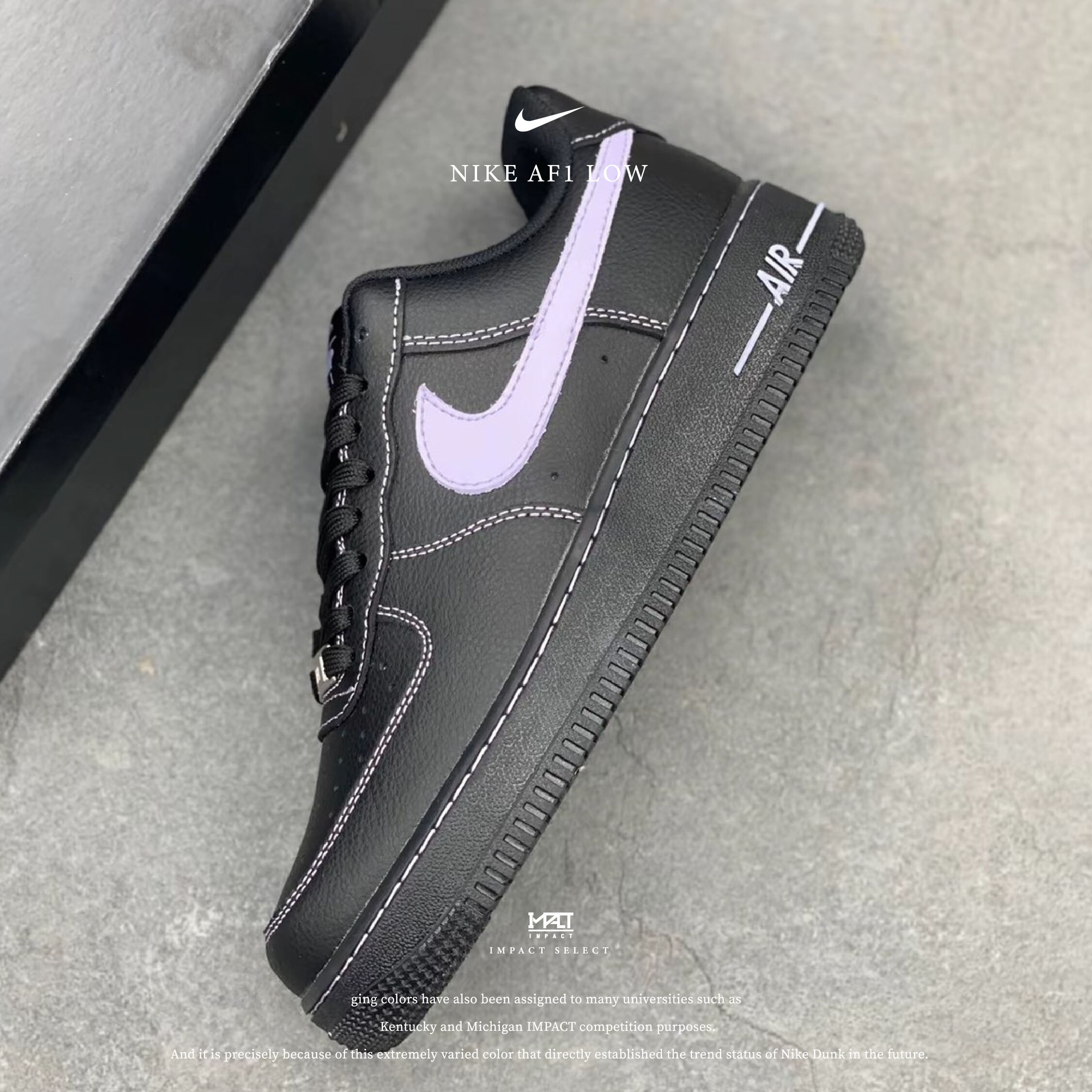 NIKE AIR FORCE 1 ''LILAC SWOOSH '' 黑紫色 男女同款 HQ2037-001