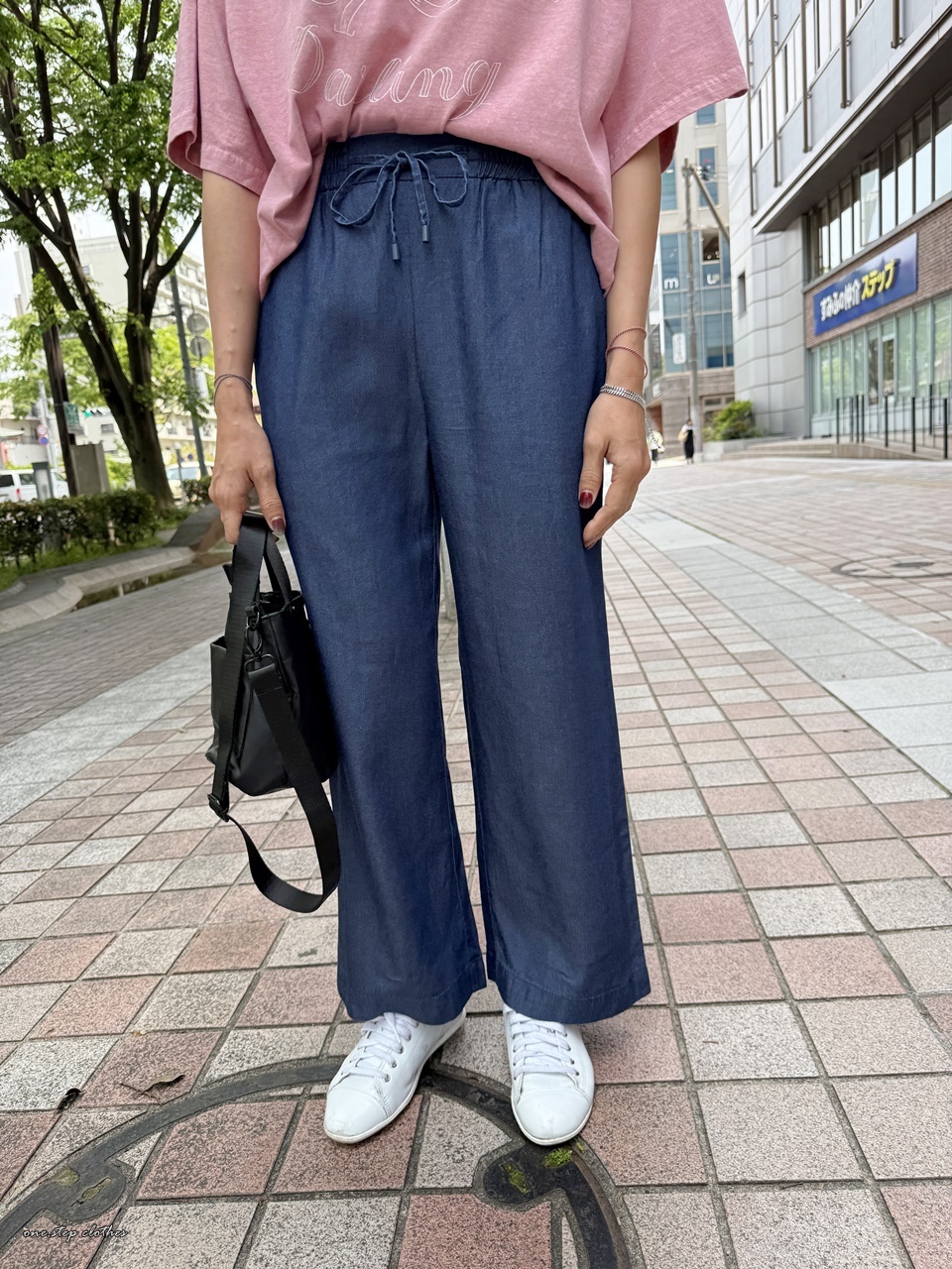 夏日薄款牛仔綁帶寬褲