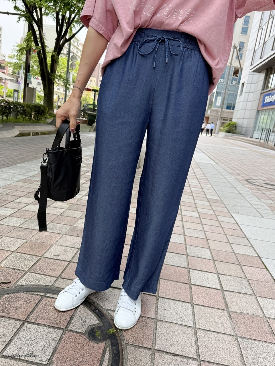 夏日薄款牛仔綁帶寬褲