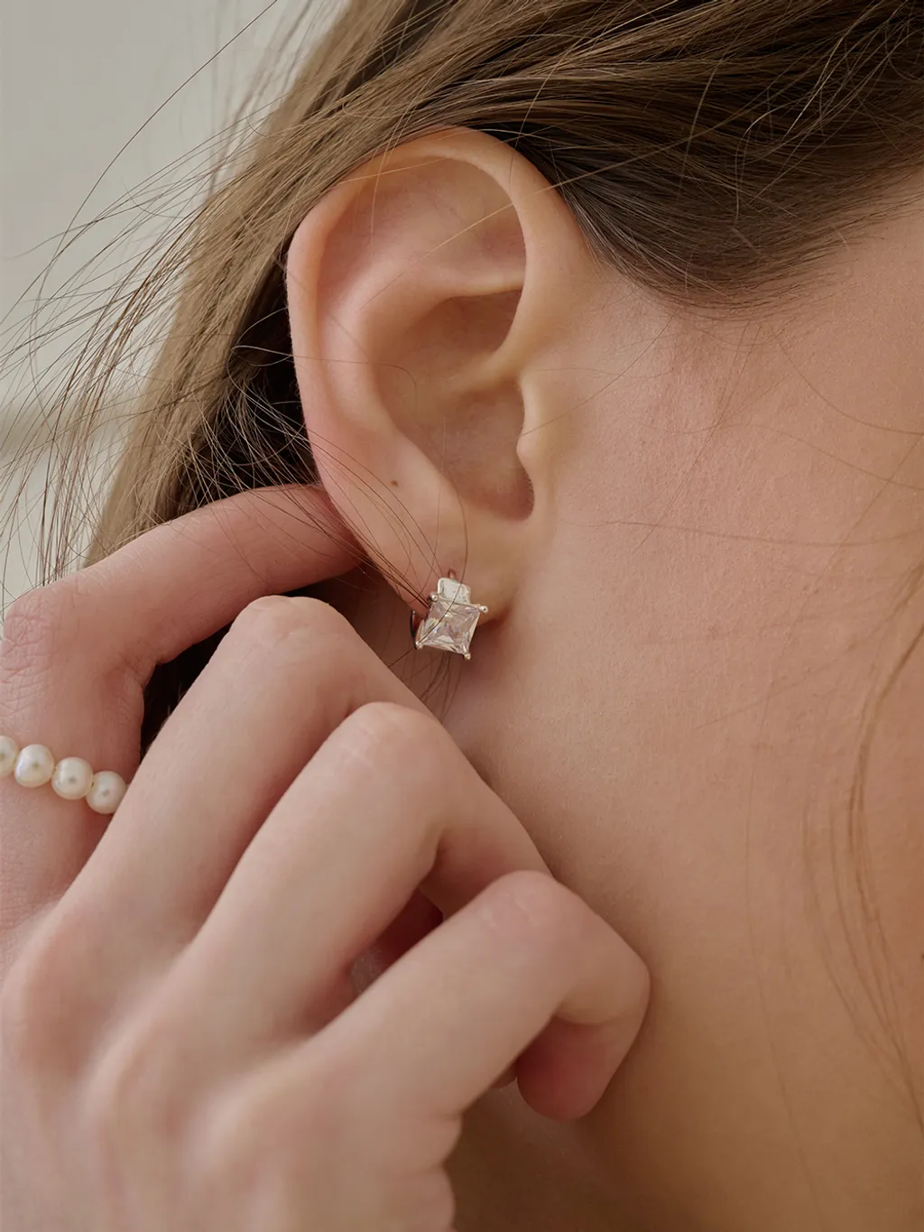 Diamond Silver Ring Earrings｜LESIS