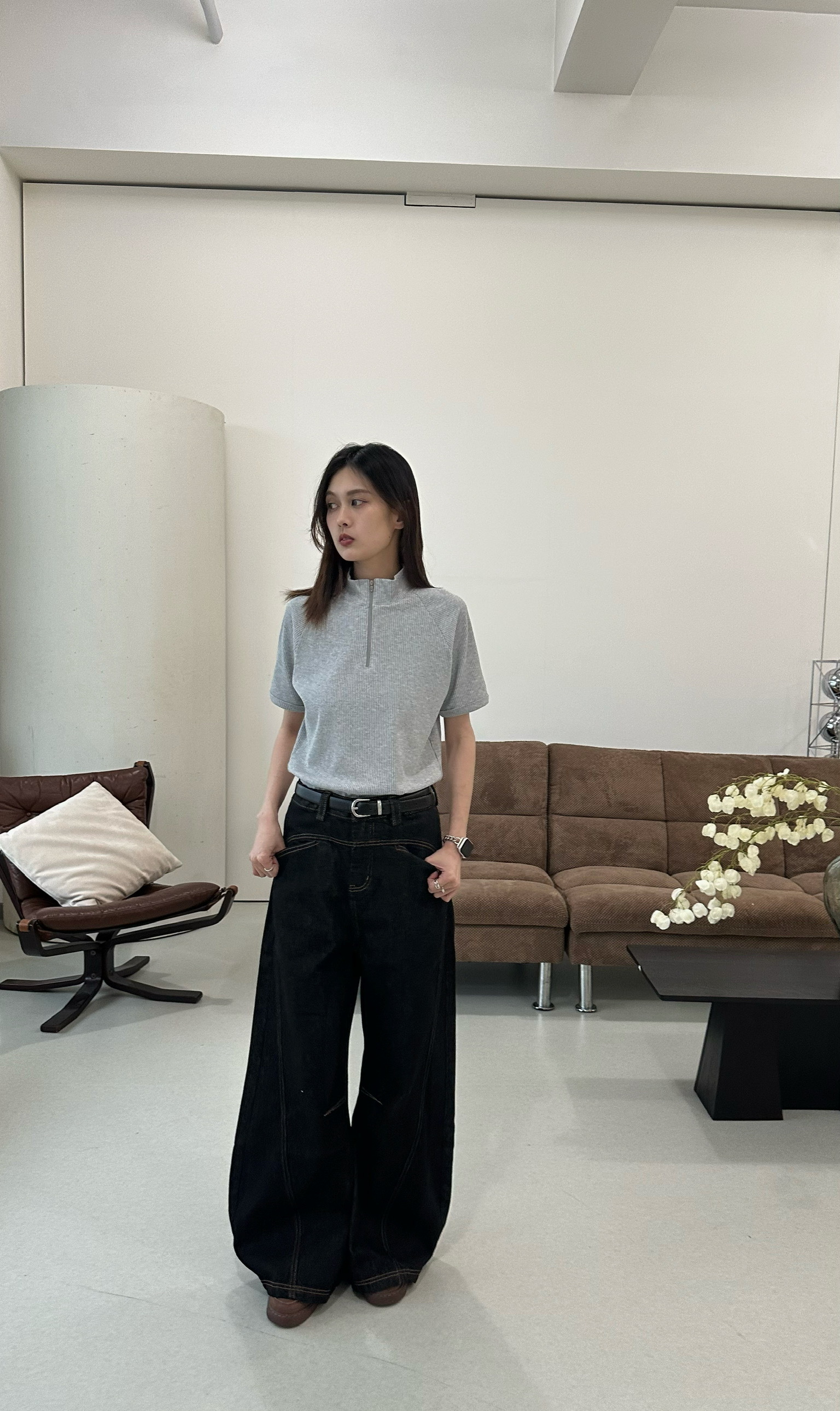 時髦貼身半領上衣