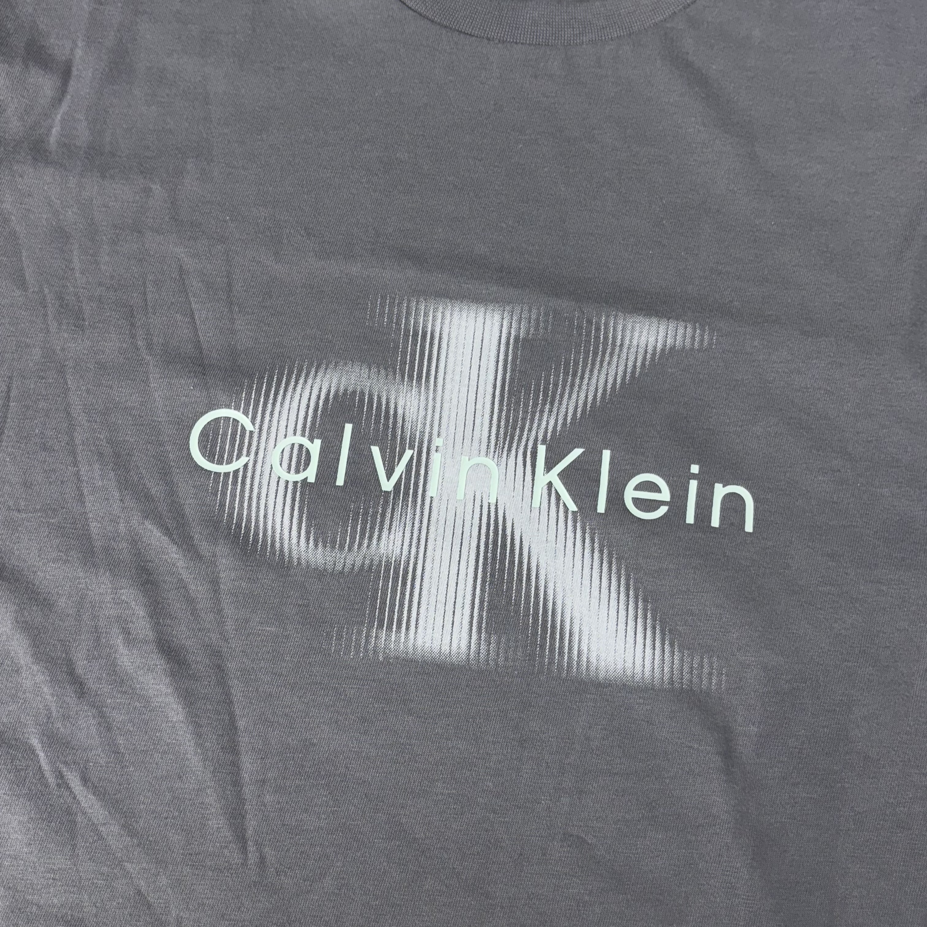 Calvin Klein 模糊LOGO短袖 灰/白