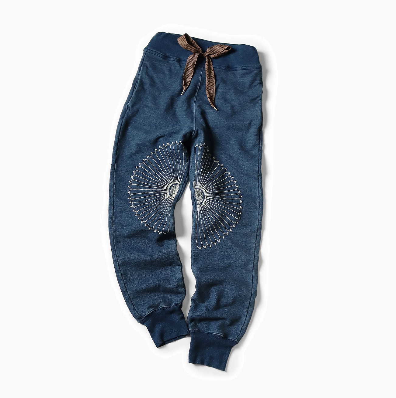 KAPITAL INDIGO FLEECE SWEAT RIB PANTS (Wrapping Cloth Embroidery) - PRE ORDER ITEM (預訂中)