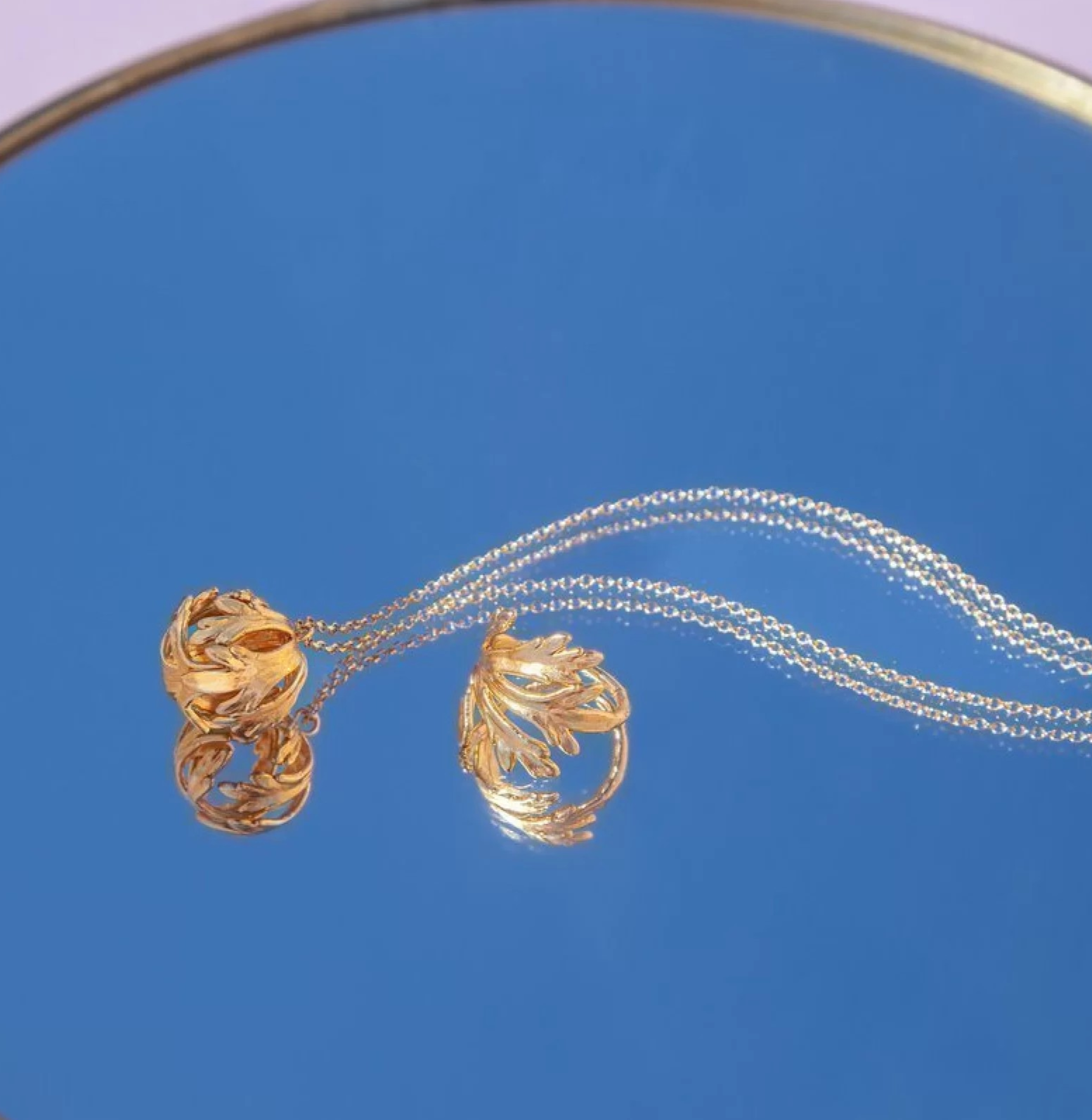 1TA0524-043 THALLO Zoe Daisy Necklace Geometric Long 24K Gold Vermeil on Sterling Silver #s243b (A-SK-E)