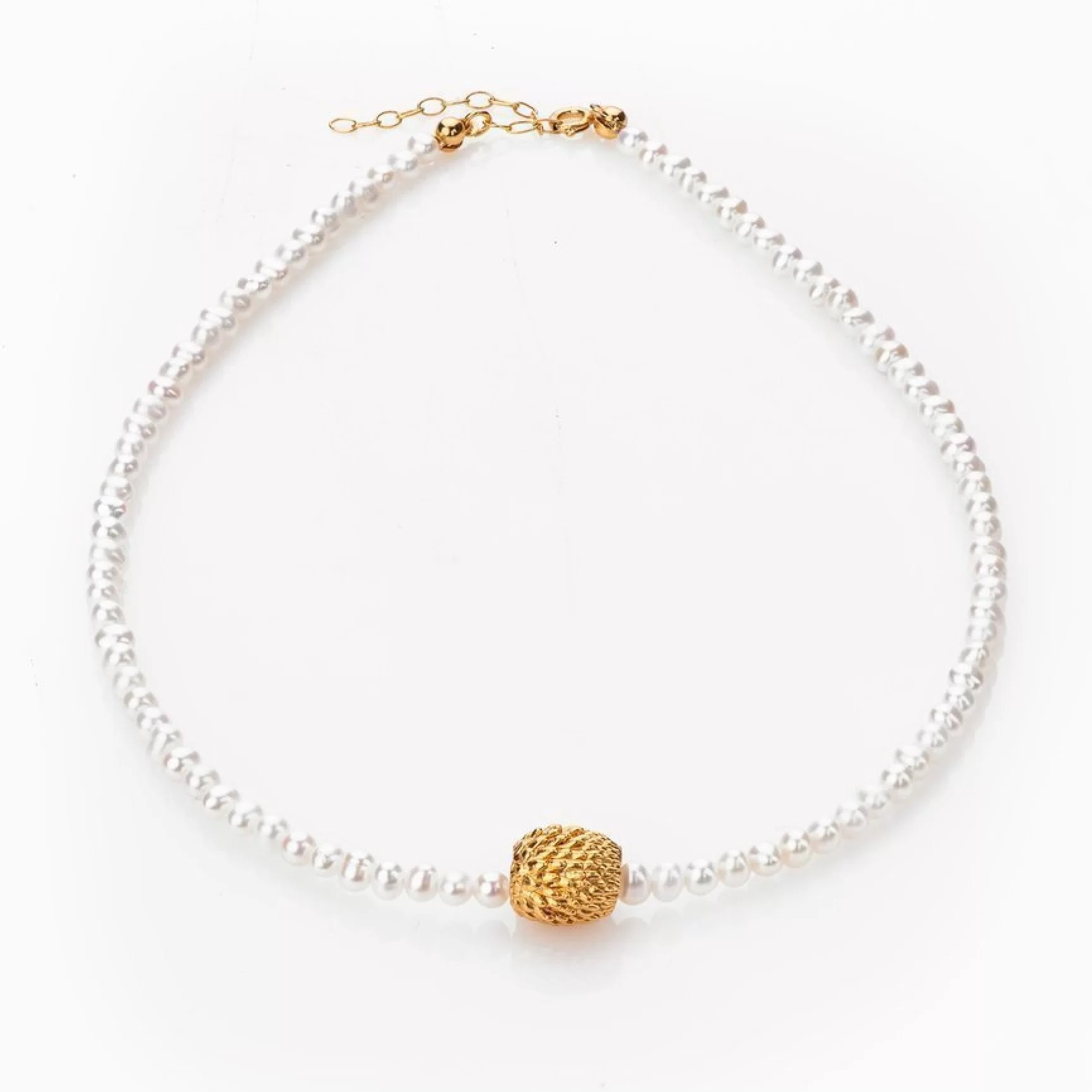 1TA0524-045 THALLO Lotida Holly tree Necklace Geometric 24K Gold Vermeil on Sterling Silver Pearl #s695b (A-SK-E)