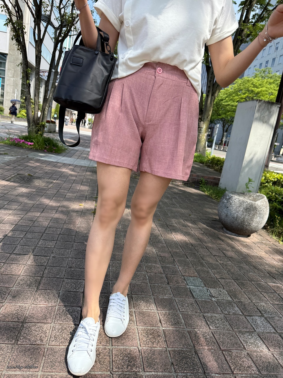 正韓挺版壓摺超顯瘦A字短褲  (粉)