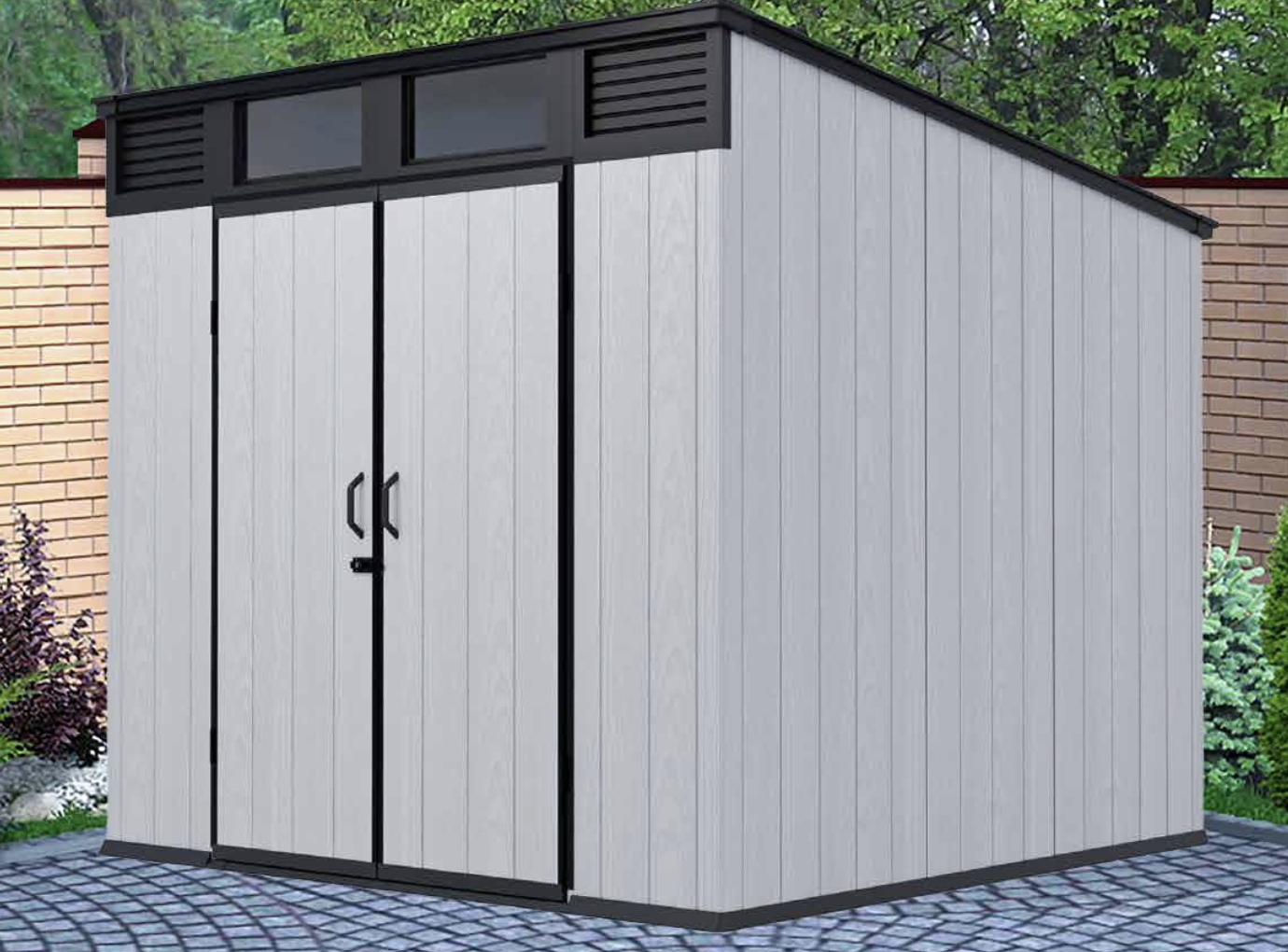 PENT ROOF(With Vents) RESIN STORAGE SHED 8X8’