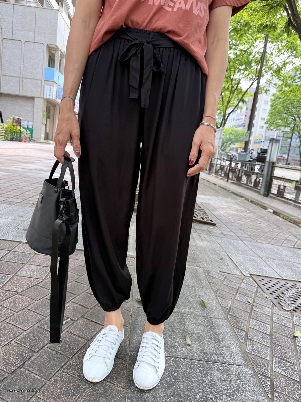 正韓超級涼棉麻綁帶縮口褲