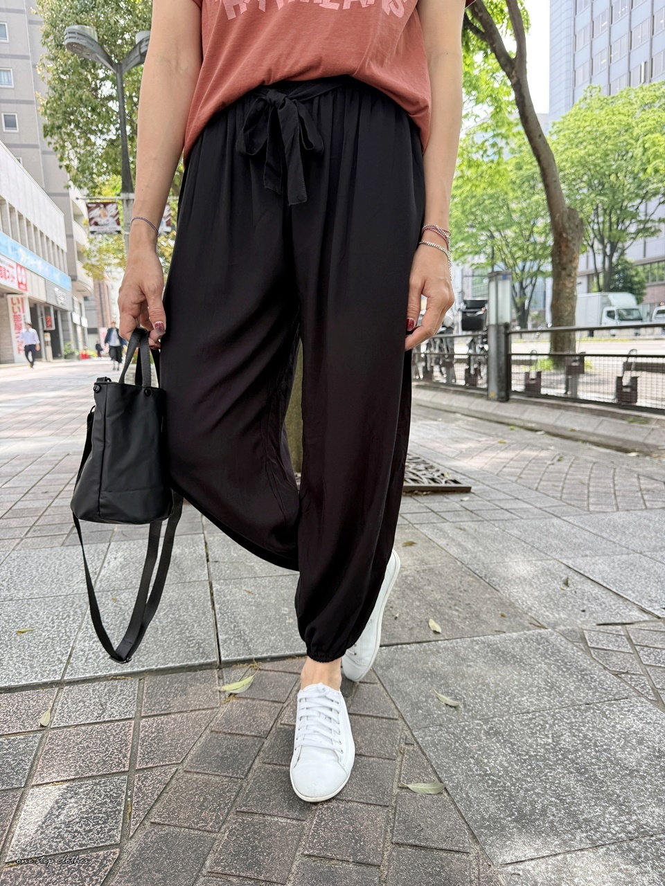 正韓超級涼棉麻綁帶縮口褲