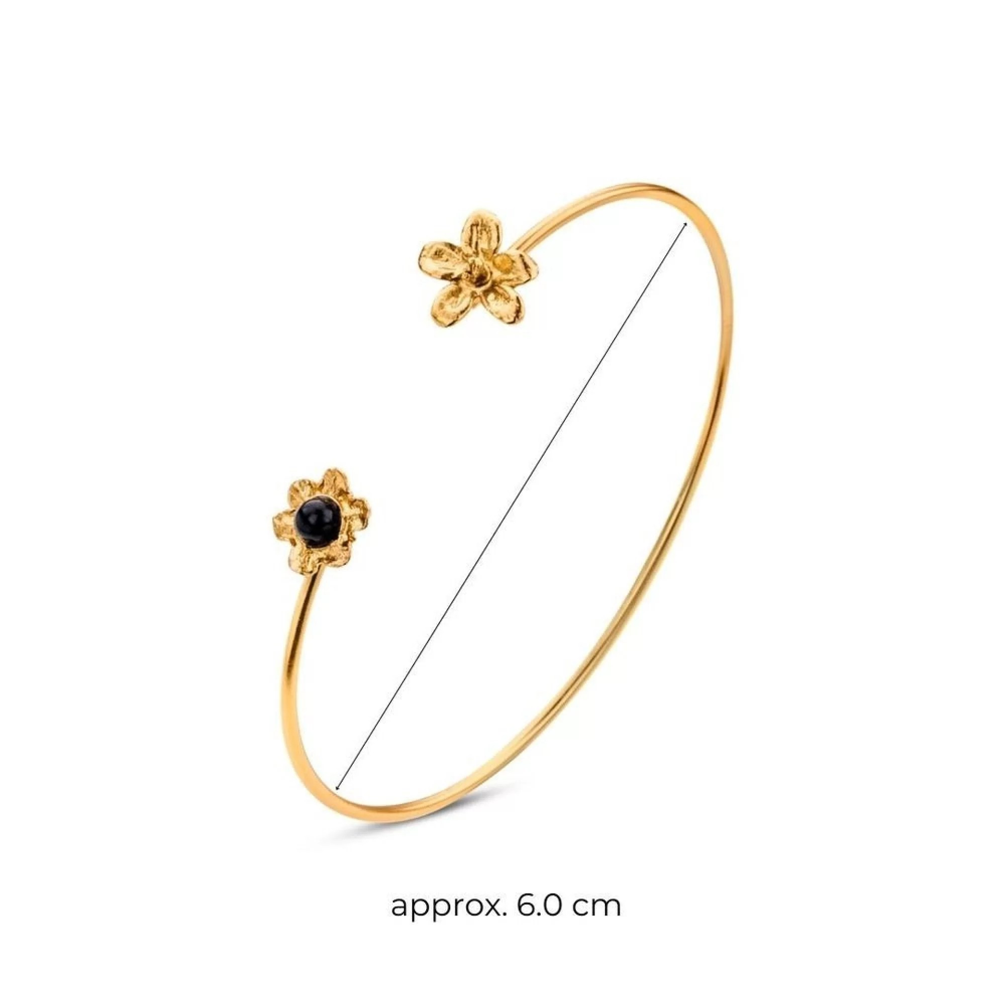 1TA0524-058 THALLO Nefeli Bracelet Mini with Flexible Wire 24K Gold Vermeil on Sterling Silver Black Agate #s232b (A-SK-E)
