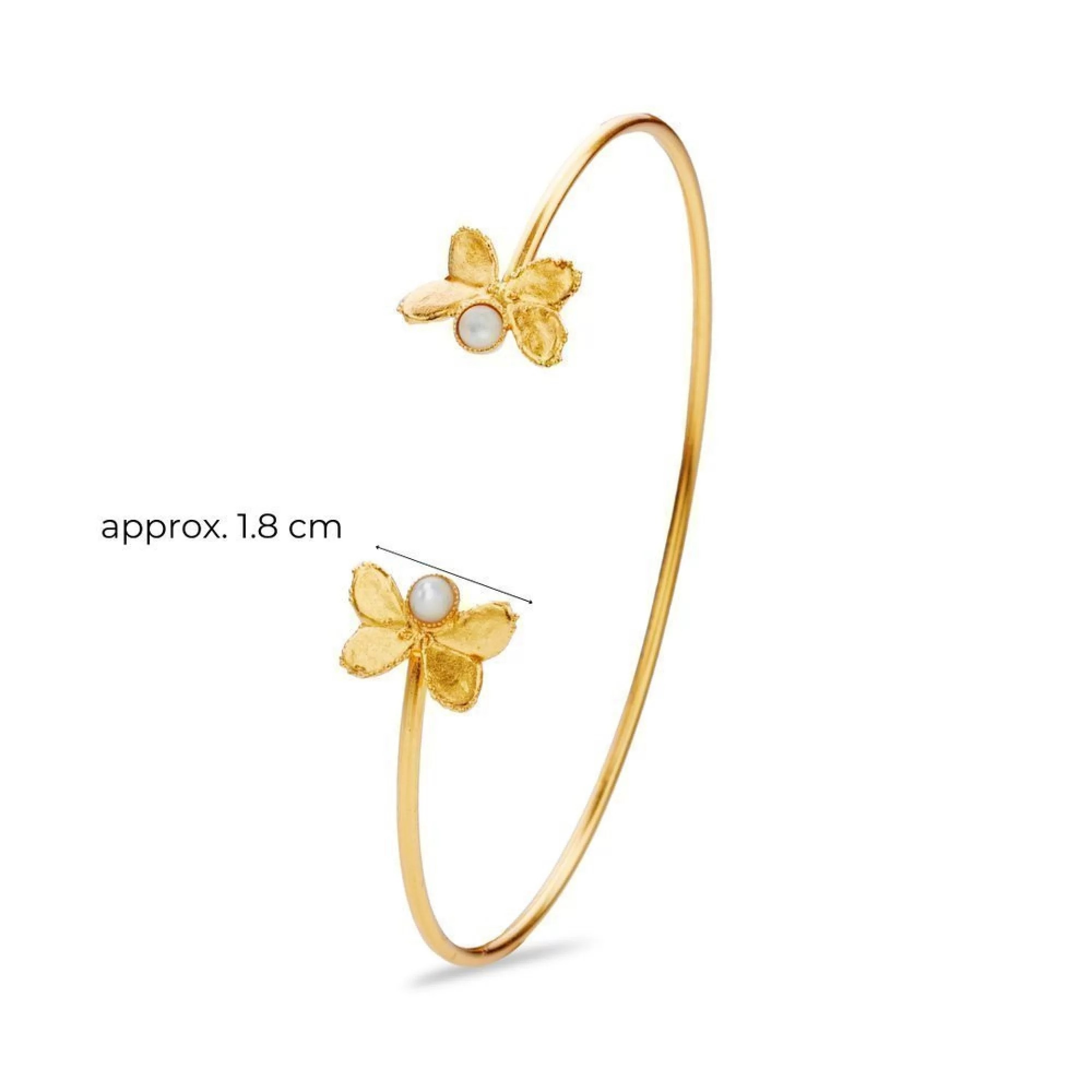1TA0524-065 THALLO Pnoe Trefoil Bracelet Mini with Flexible Wire 24K Gold Vermeil on Sterling Silver Mop #s388b (A-LX-E)