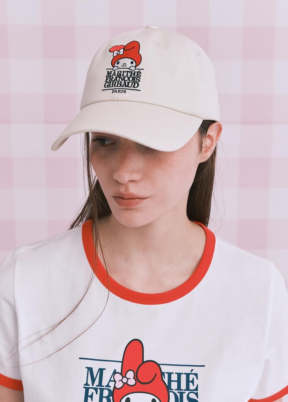 【MARITHE】MARITHE X MY MELODY CLASSIC LOGO CAP 2COLOR MARITHE】MARITHE X MY MELODY CLASSIC LOGO CAP 2COLOR