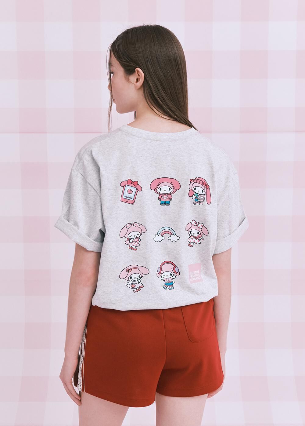 ★Marithe + Francois Girbaud★ W LACE DETAIL TEE heather gra Marithe Francois Girbaud Classic Logo Tee Light Heather Gray