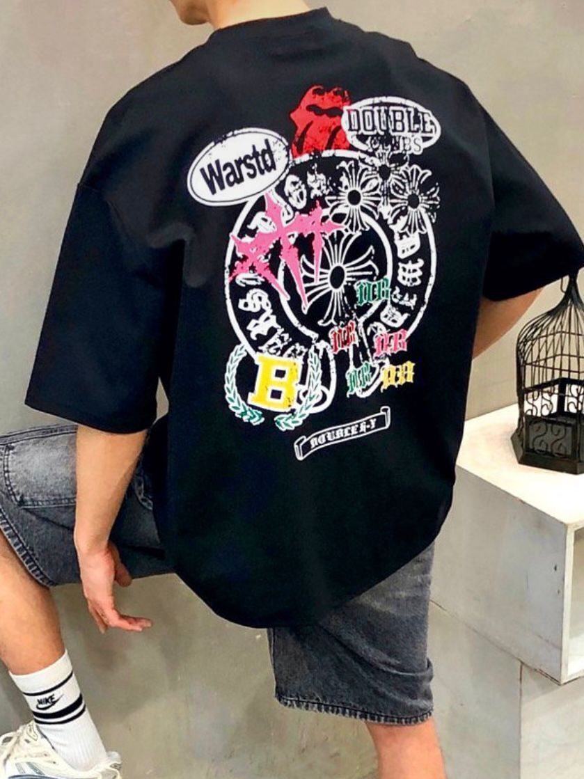 英文字圖案短袖Tee Double-B-012T