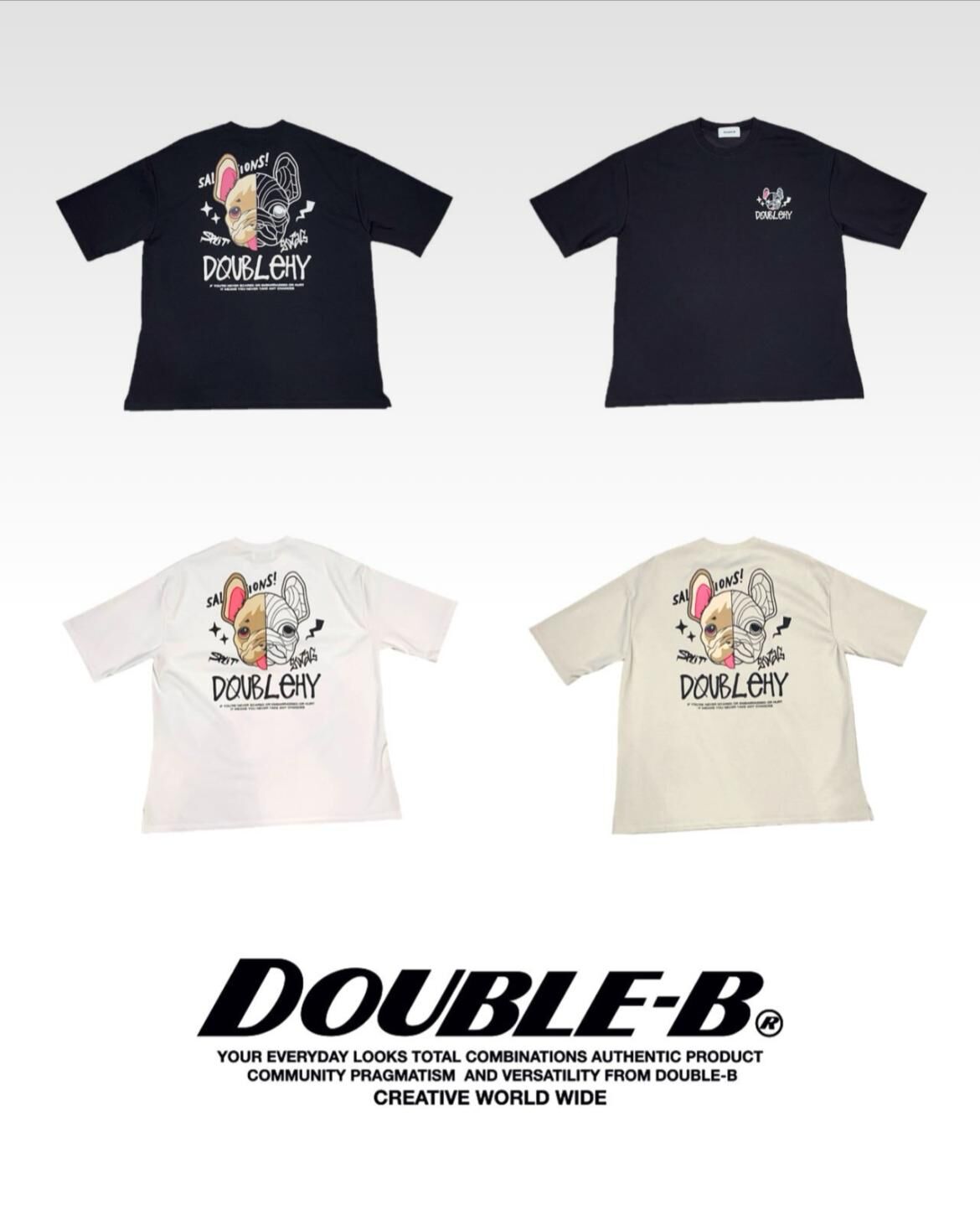 狗仔圖案英文字短袖Tee Double-B-015T