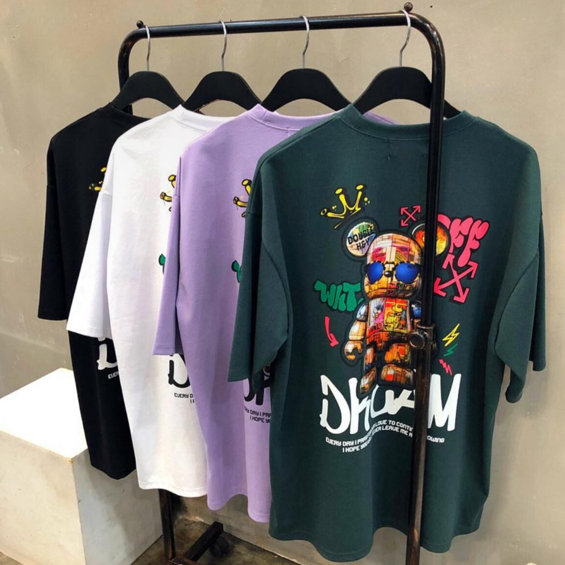 熊仔圖案英文字短袖Tee Double-B-018T