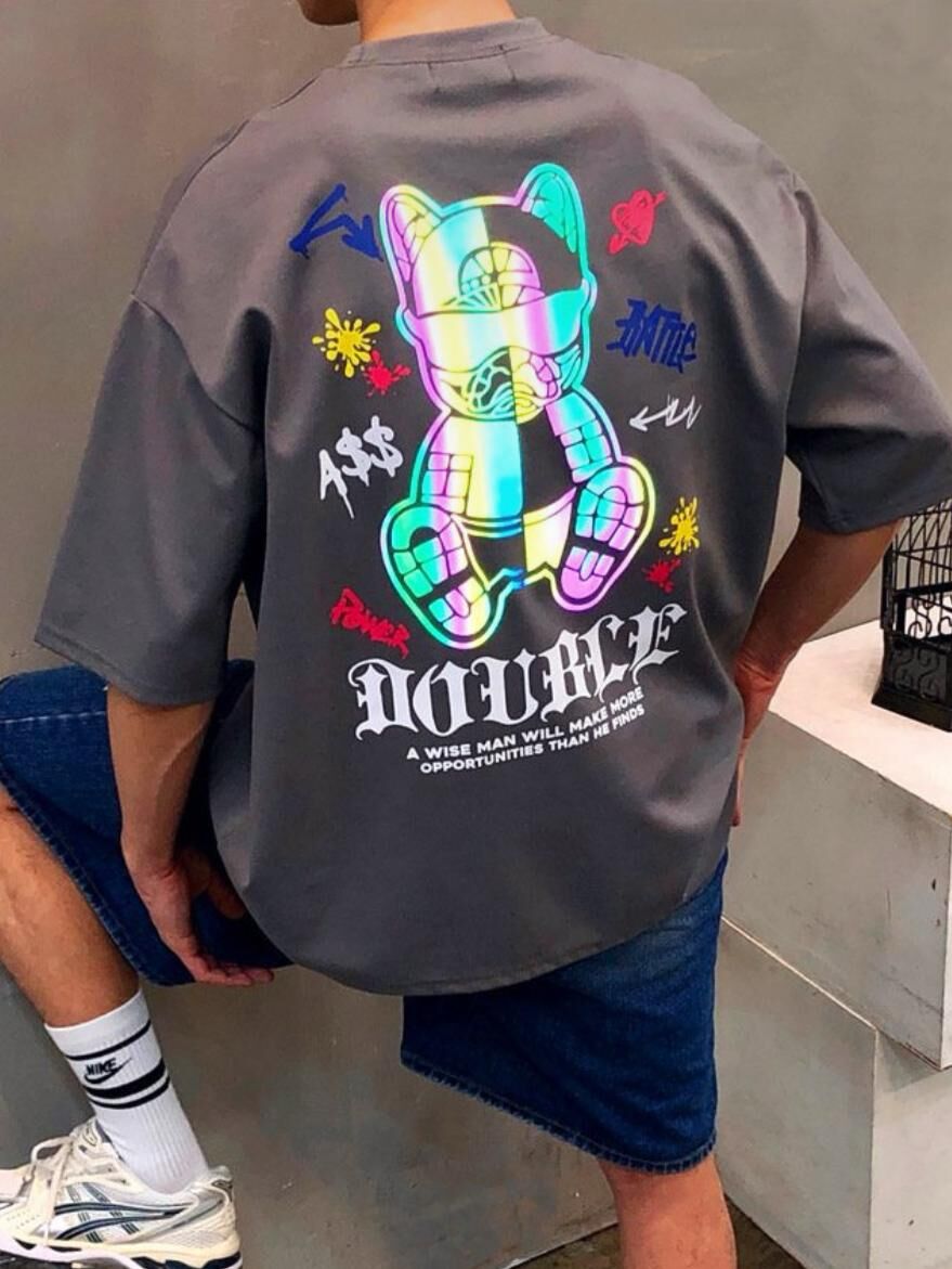 3M反光狗仔圖案英文字短袖Tee Double-B-021T