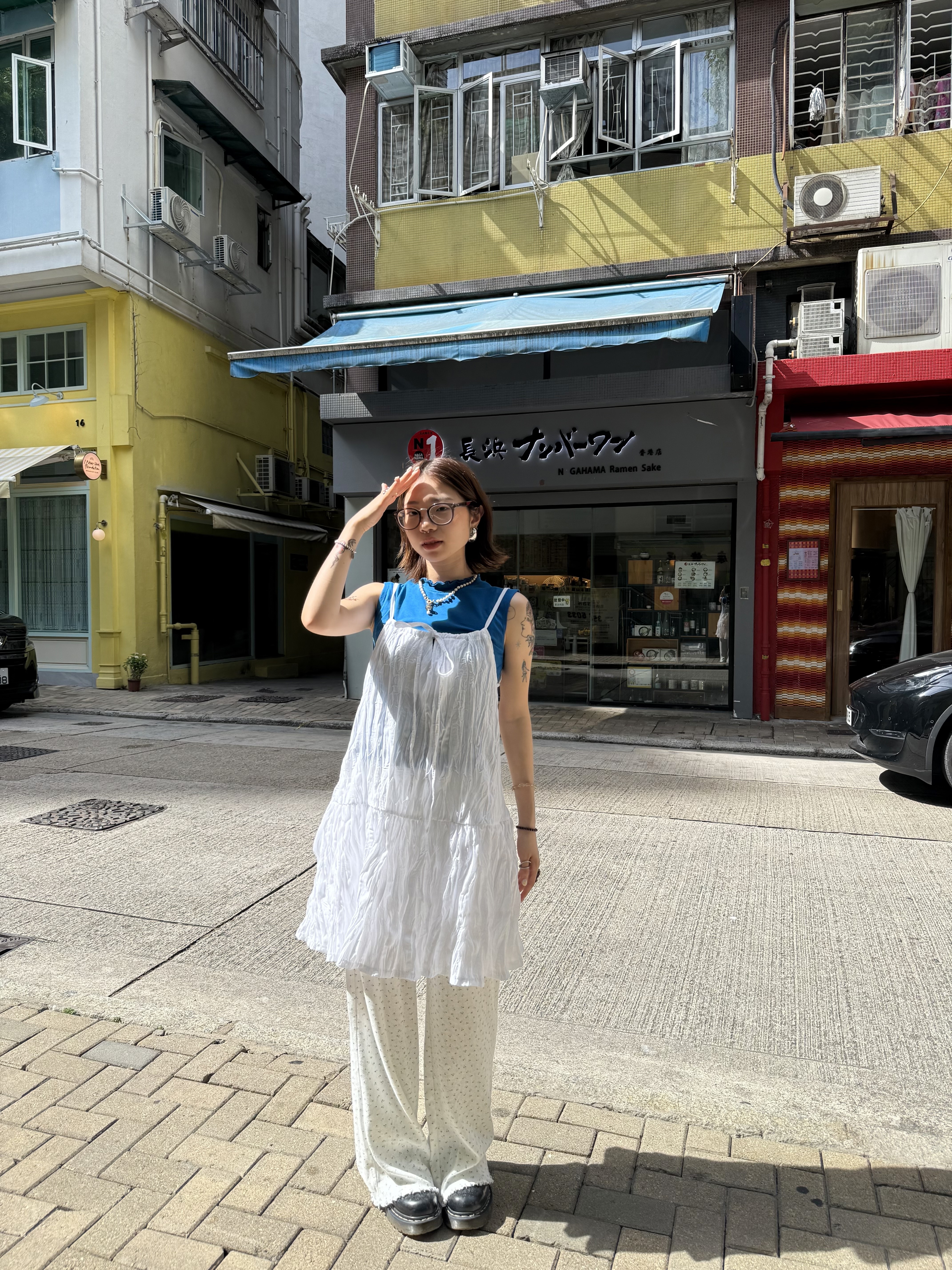 [三色入] 就就bow單層吊帶ops(white &grey)