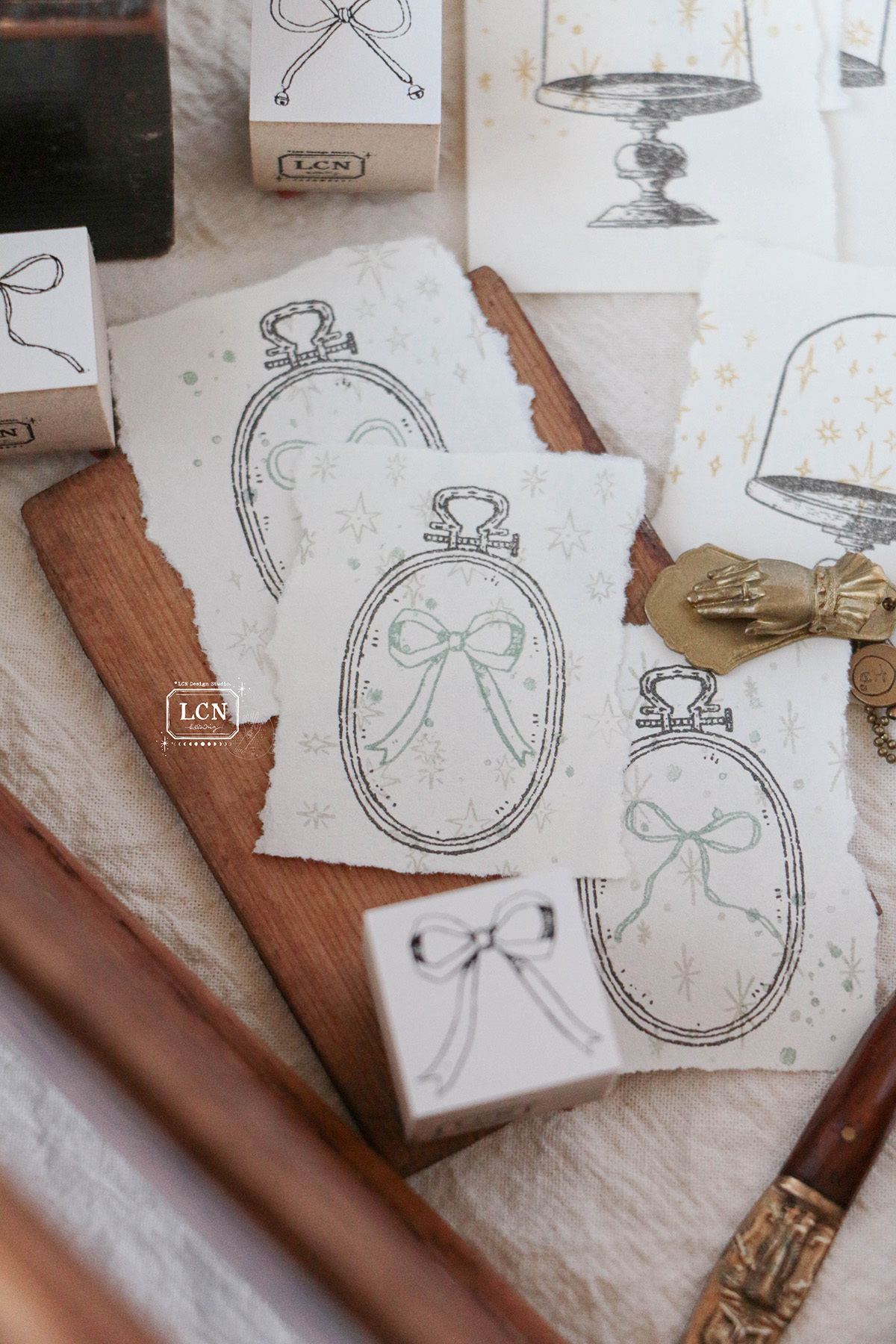 蝴蝶結 3入組 櫸木印章｜｜吉LCN