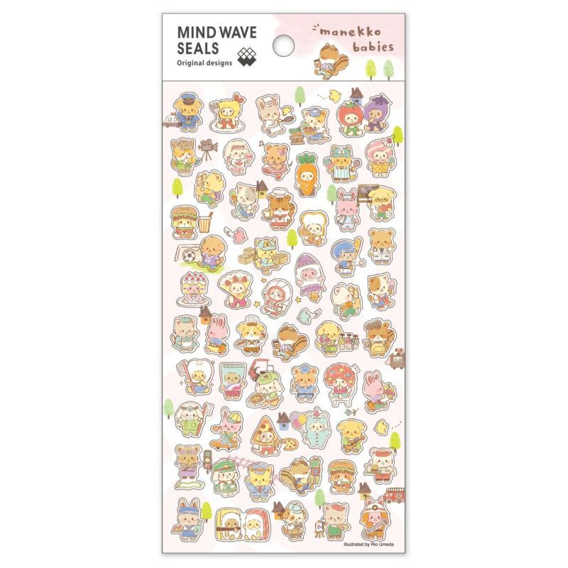 可愛動物 seals 迷你透明貼紙｜日本Mind Wave
