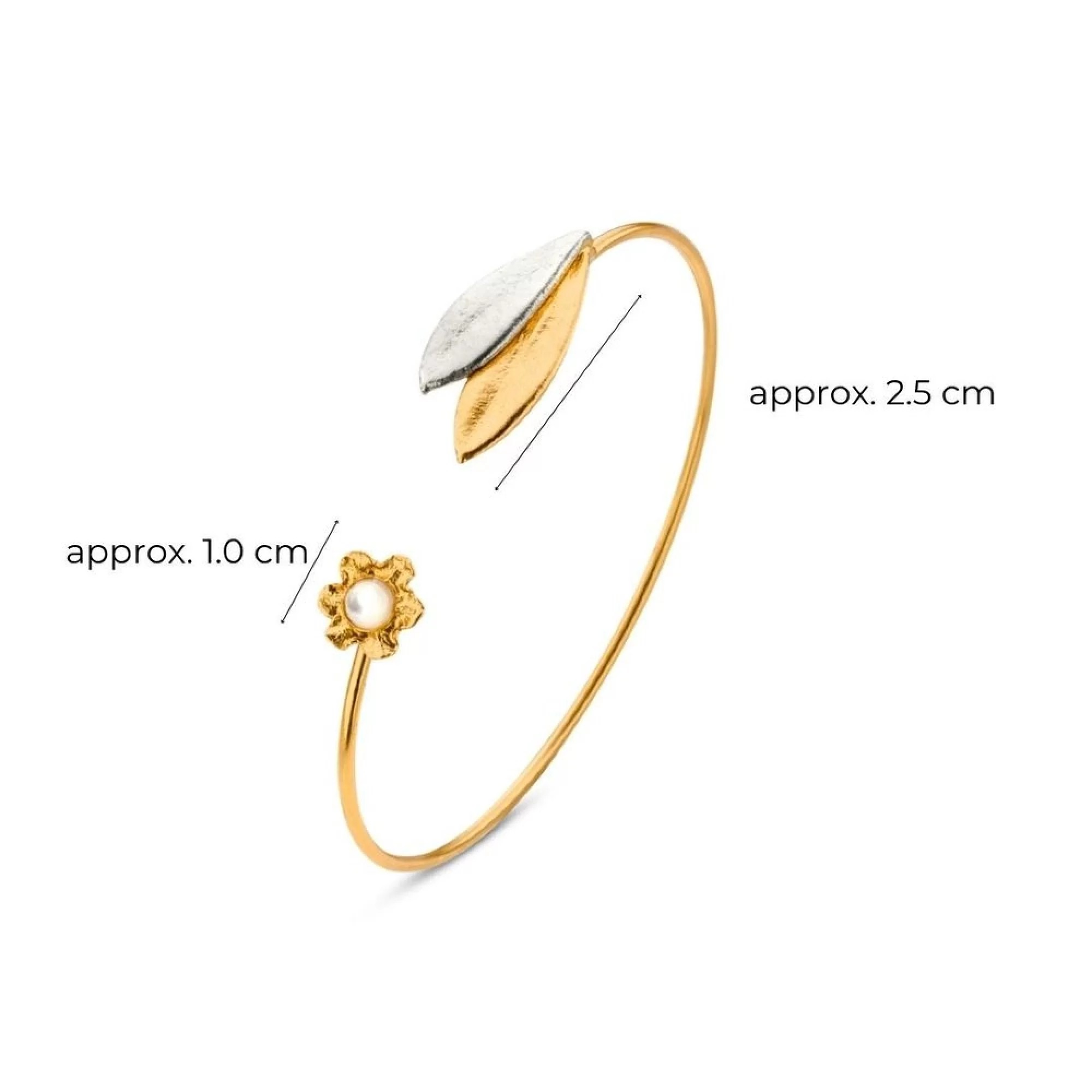 1TA0524-074 THALLO Nefeli Olive Bracelet with Flexible Wire 24K Gold and Sterling Silver Mop #s152b (A-SK-E)