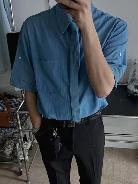 淨色連領呔短袖恤衫 GARMENTS-035S