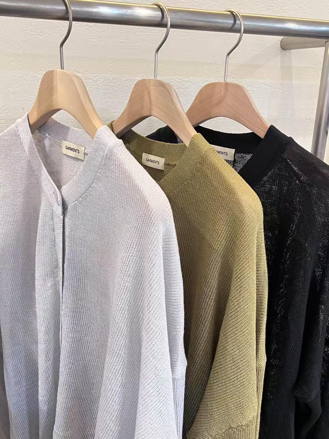 淨色圓領開胸針織線外套 GARMENTS-036JK